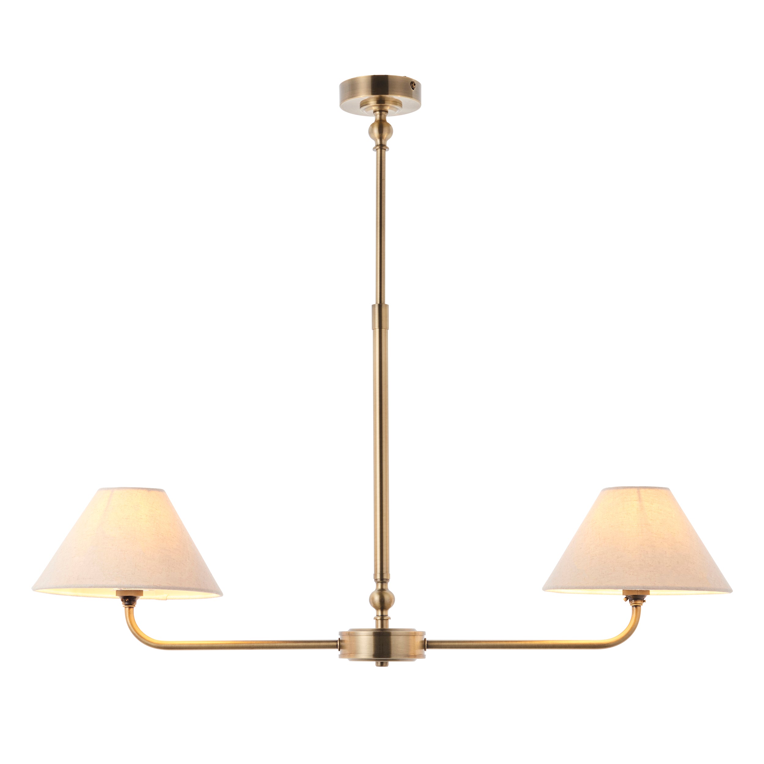 Lille Brass 2 Light Pendant - Linen Shade 117835 by Endon Lighting