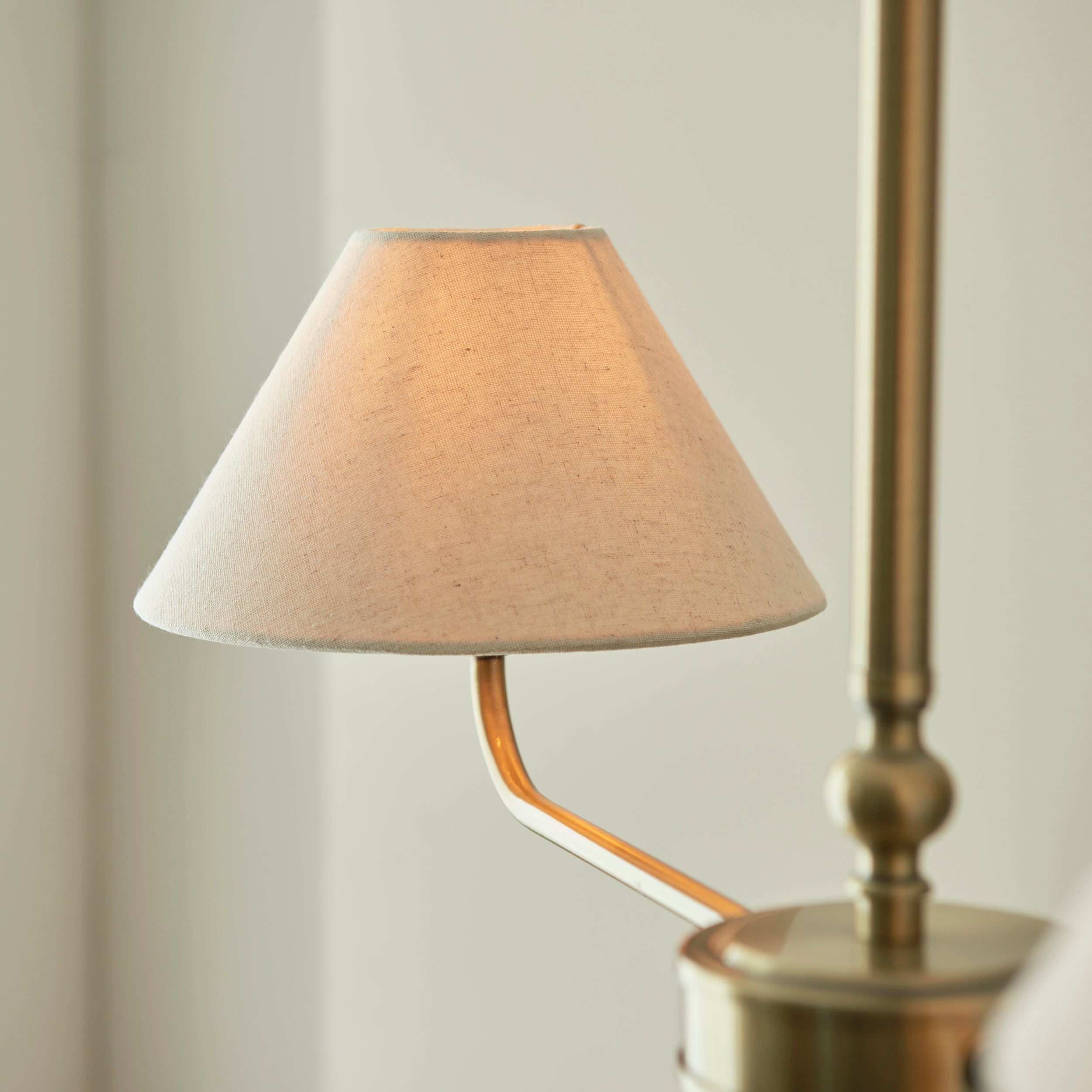 Lille Brass 2 Light Pendant - Linen Shade