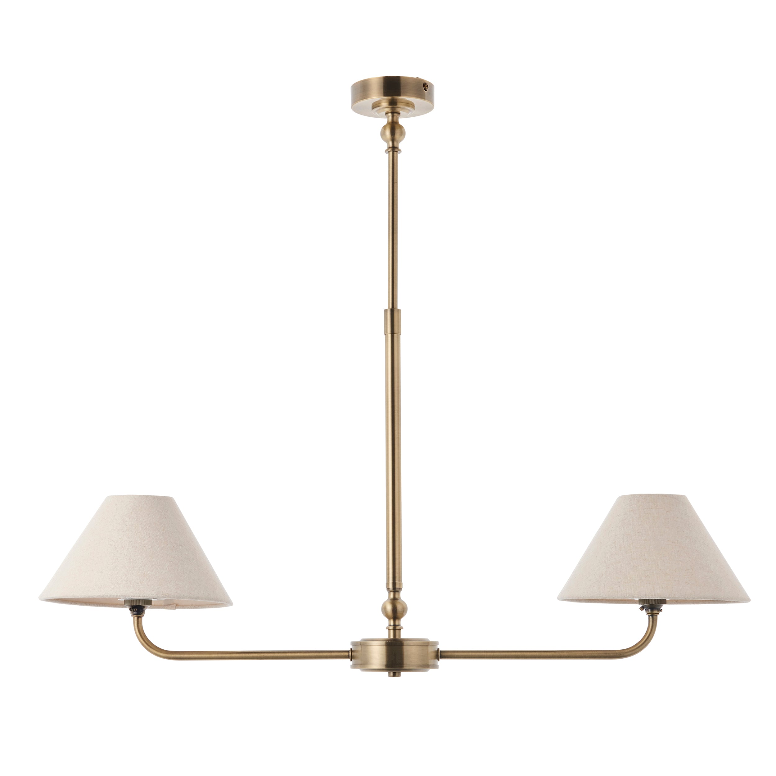 Lille Brass 2 Light Pendant - Linen Shade