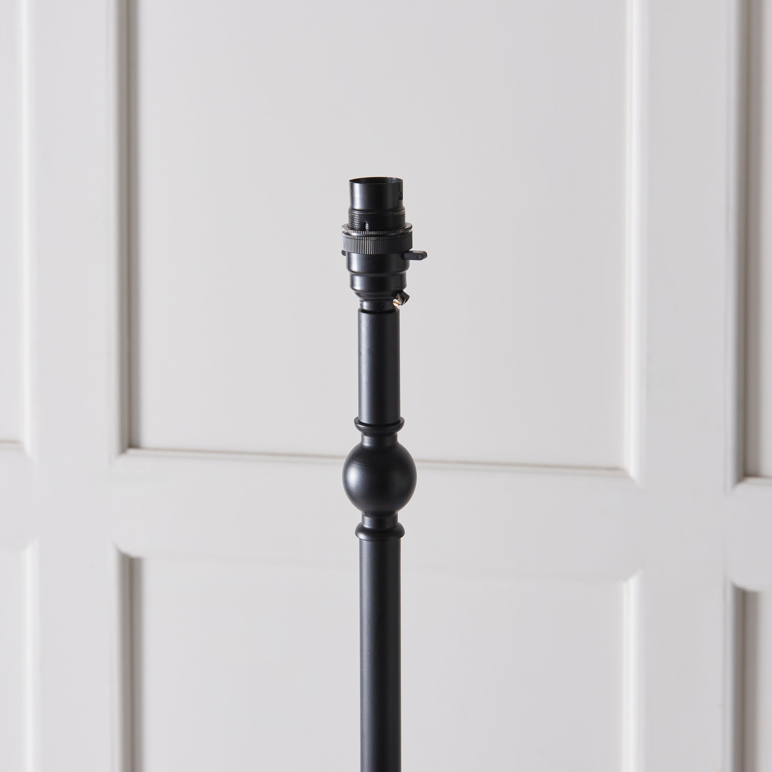 Lille Black Floor Lamp & Neutral Ikat 40cm Shade