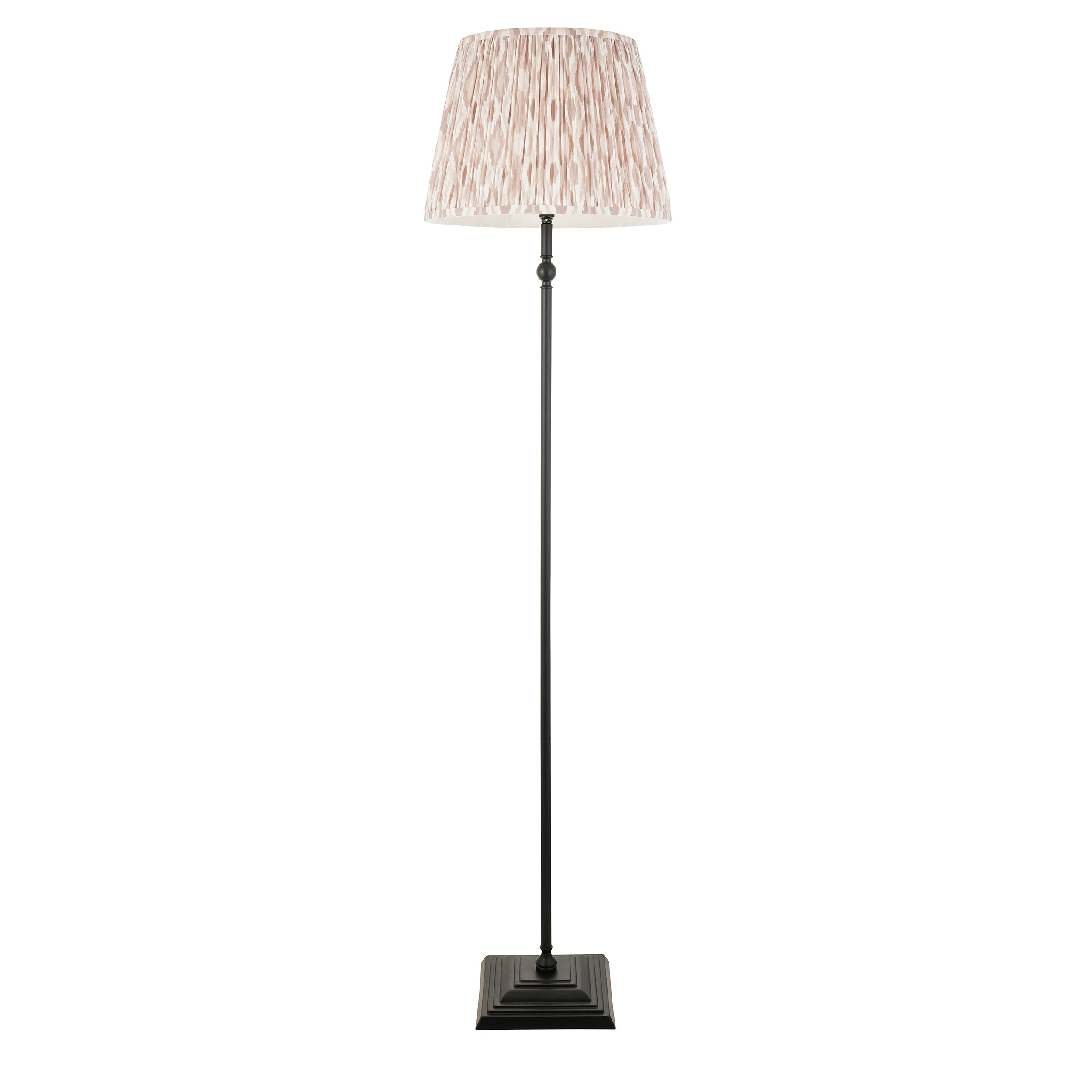 Lille Black Floor Lamp & Neutral Ikat 40cm Shade