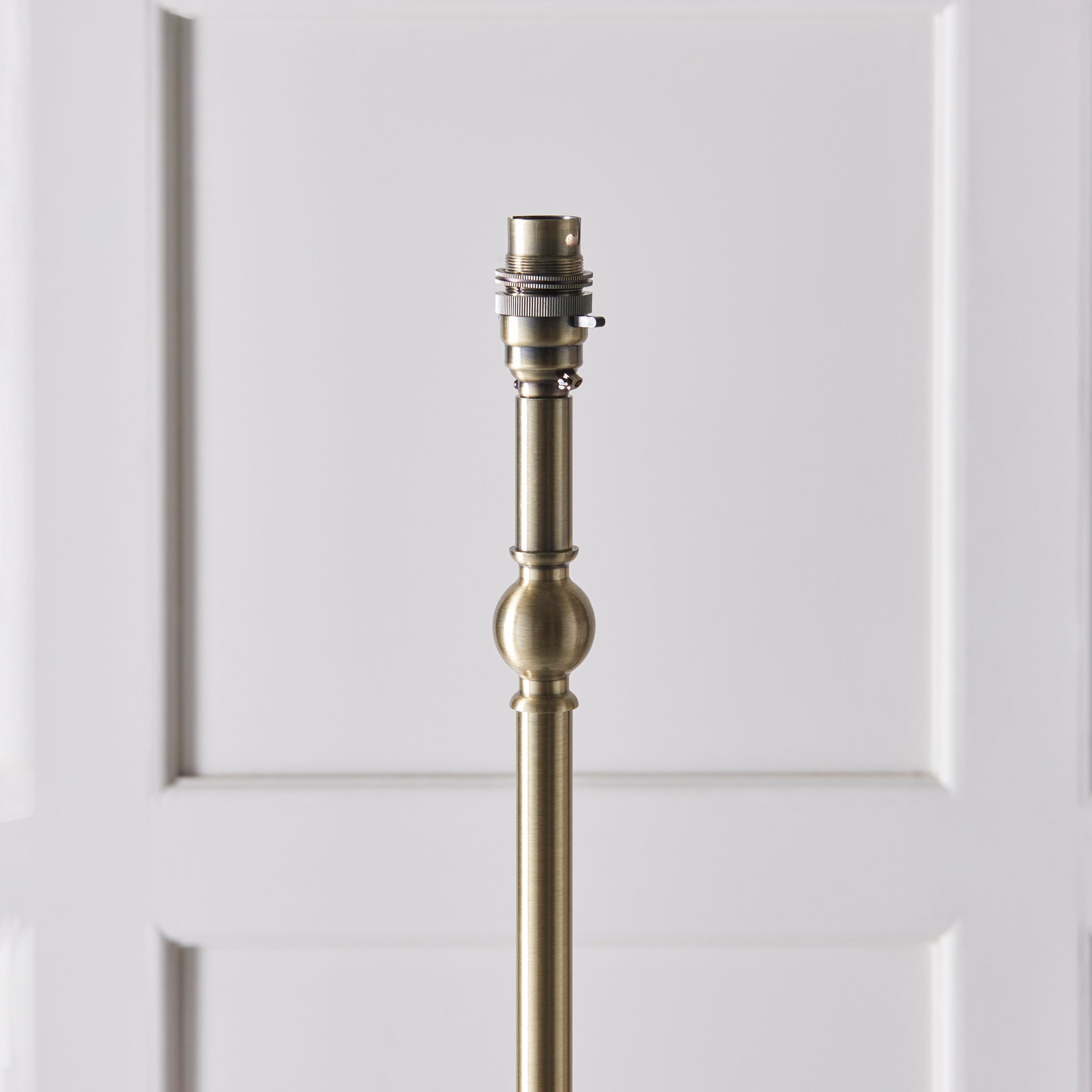 Lille Brass Floor Lamp & Grey Ikat 40cm Shade