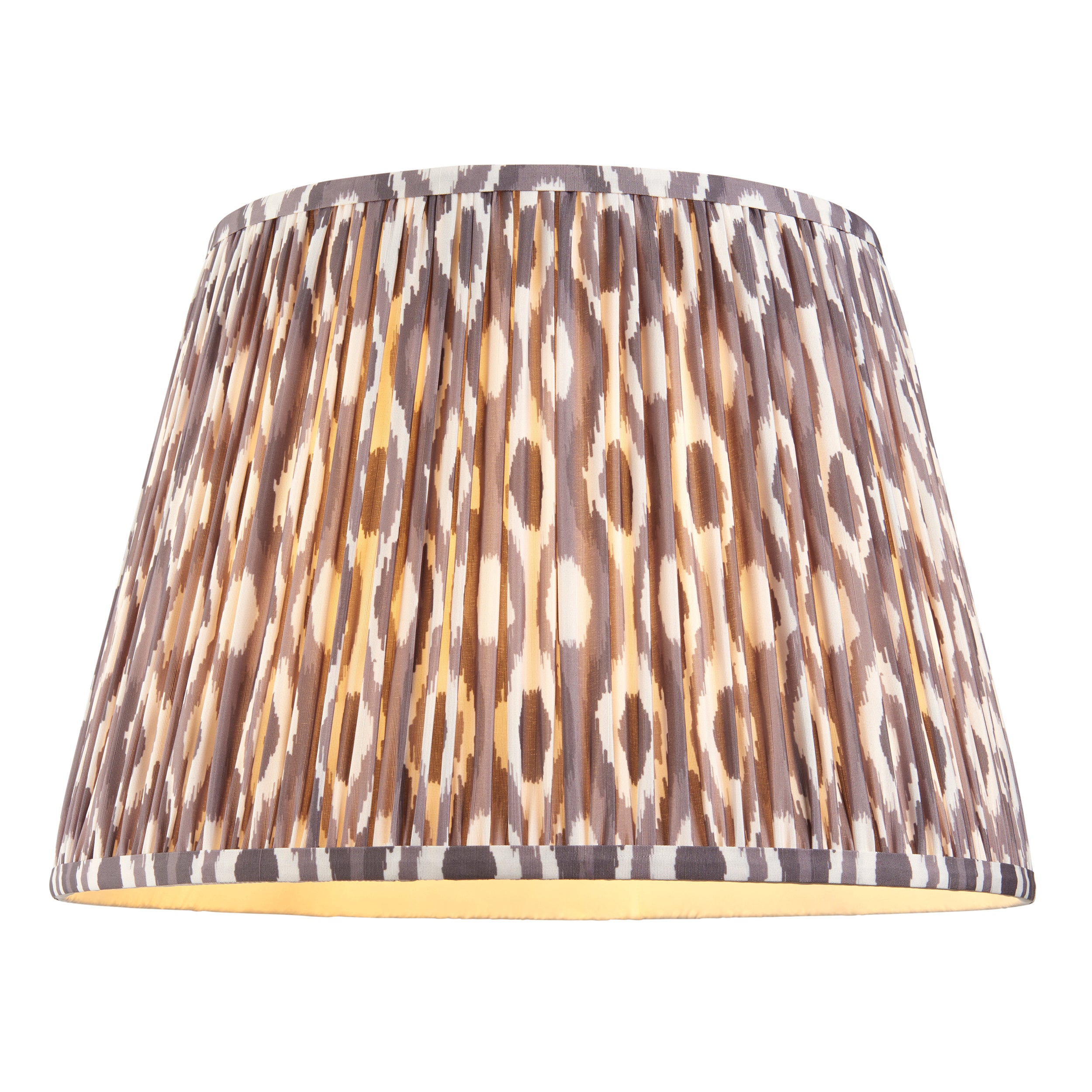 Lille Brass Floor Lamp & Grey Ikat 40cm Shade