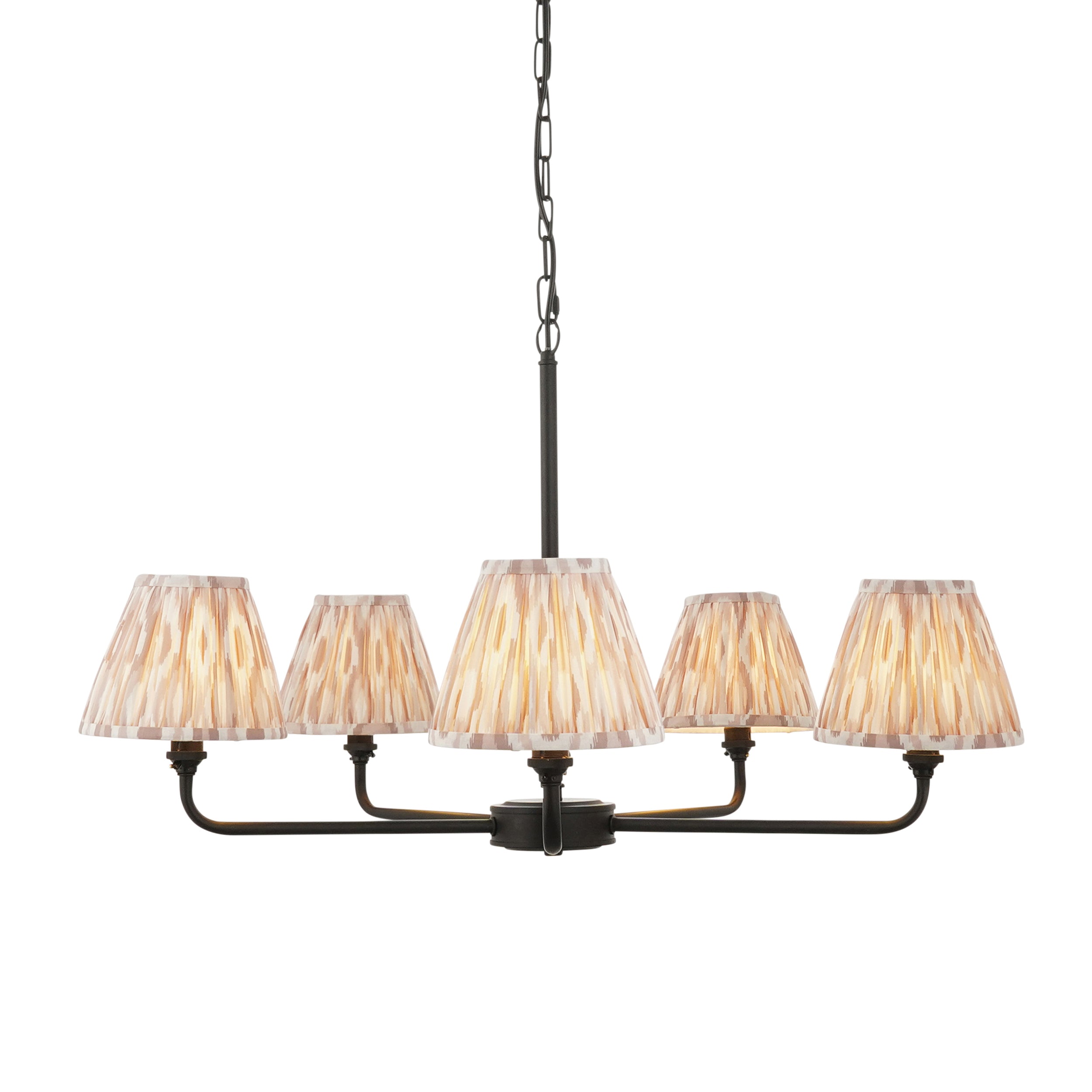 Lille Black 5 Light Pendant & Neutral Ikat 16cm Shades 118039 by Endon Lighting