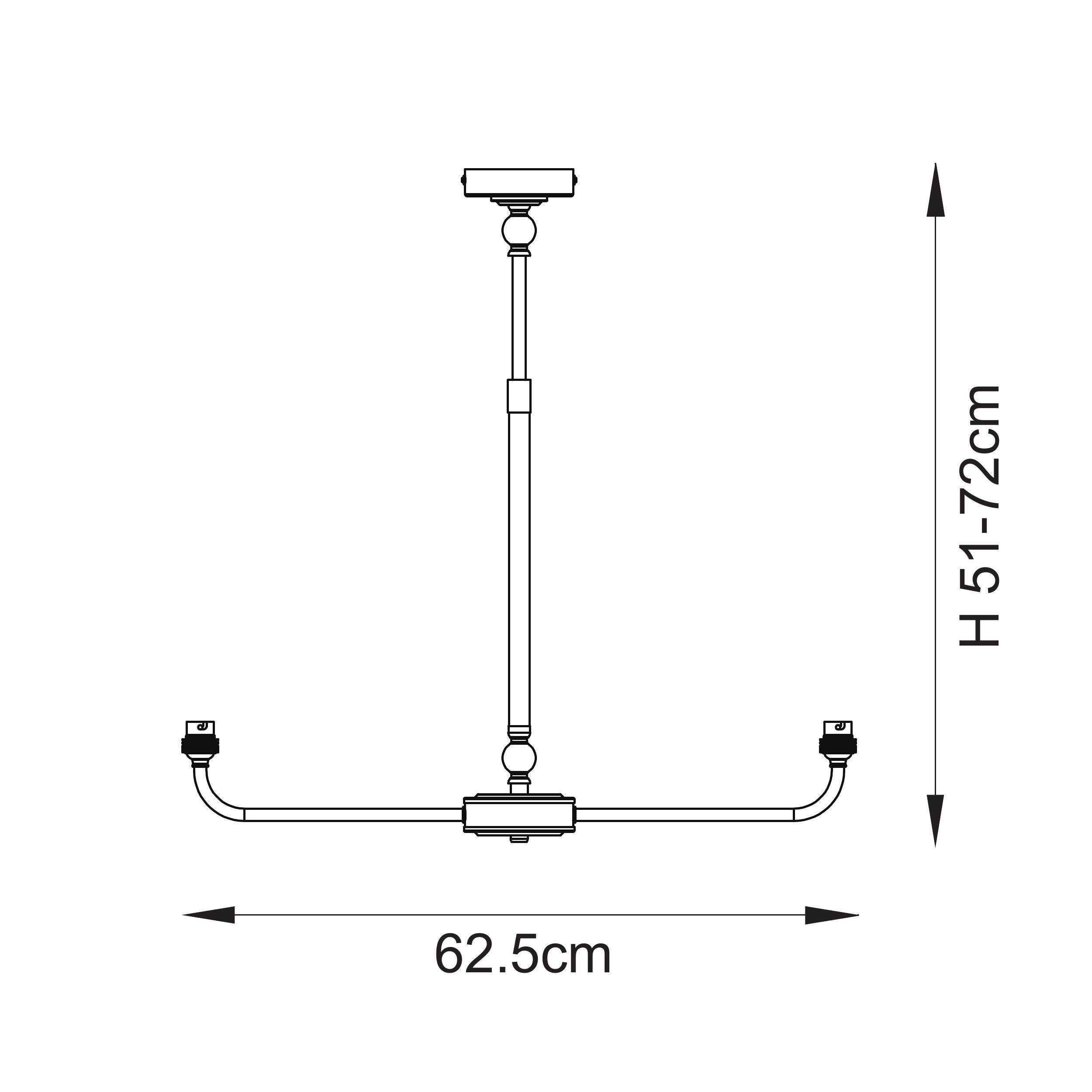 Lille Black 2 Light Linear Pendant & Neutral Ikat 16cm Shades