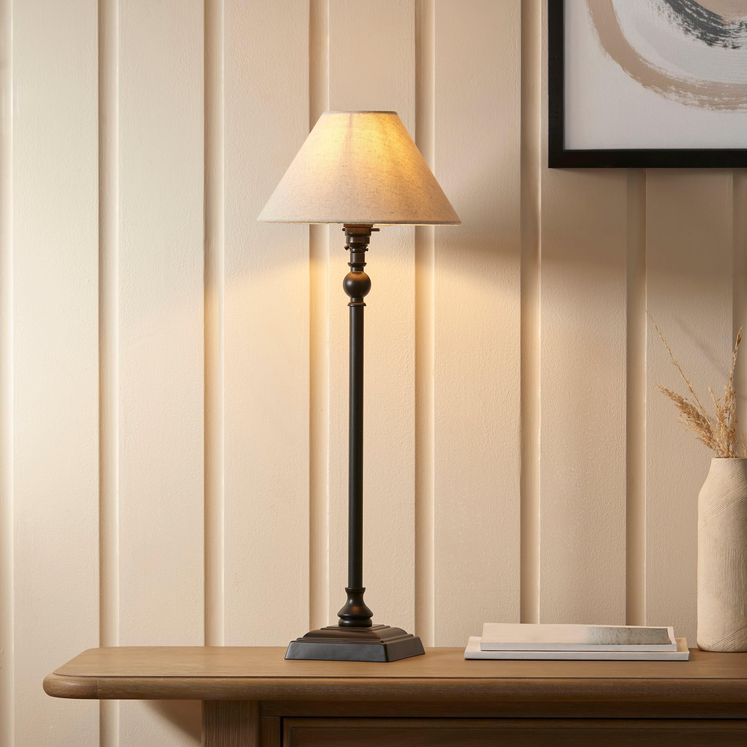 Lille Black Table Lamp With 22cm Linen Shade