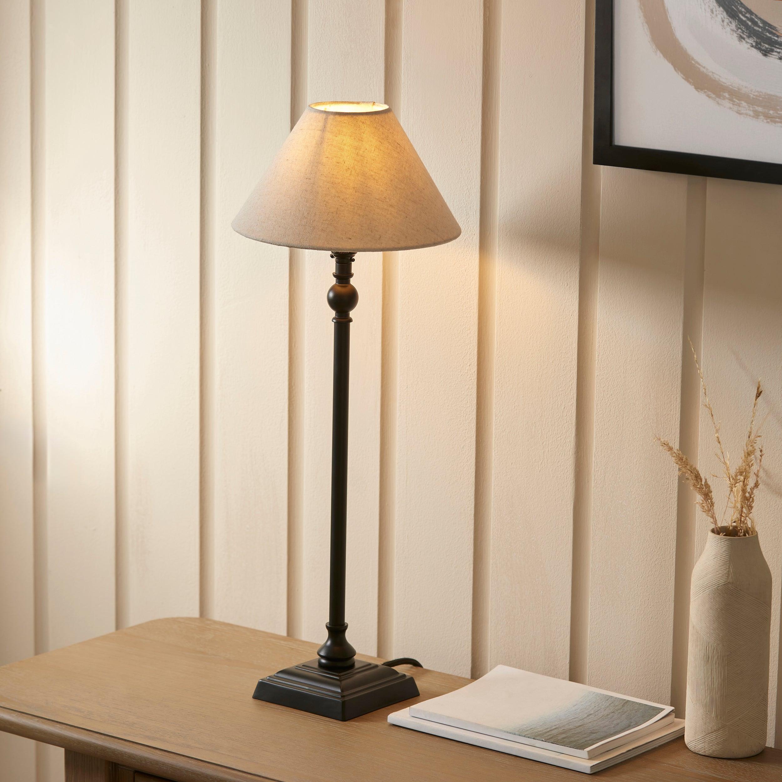 Lille Black Table Lamp With 22cm Linen Shade