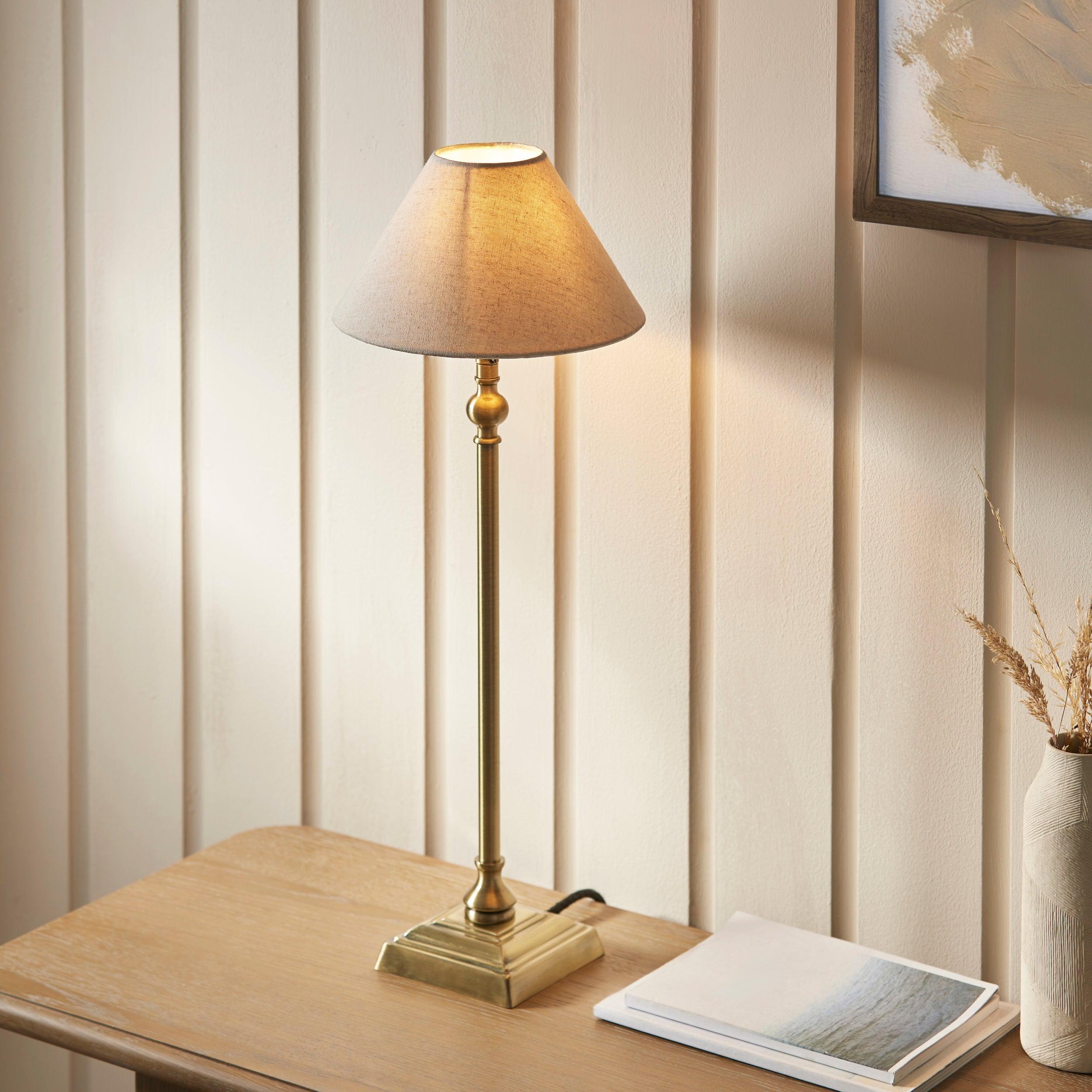 Endon Lille Brass Table Lamp With 22cm Linen Shade