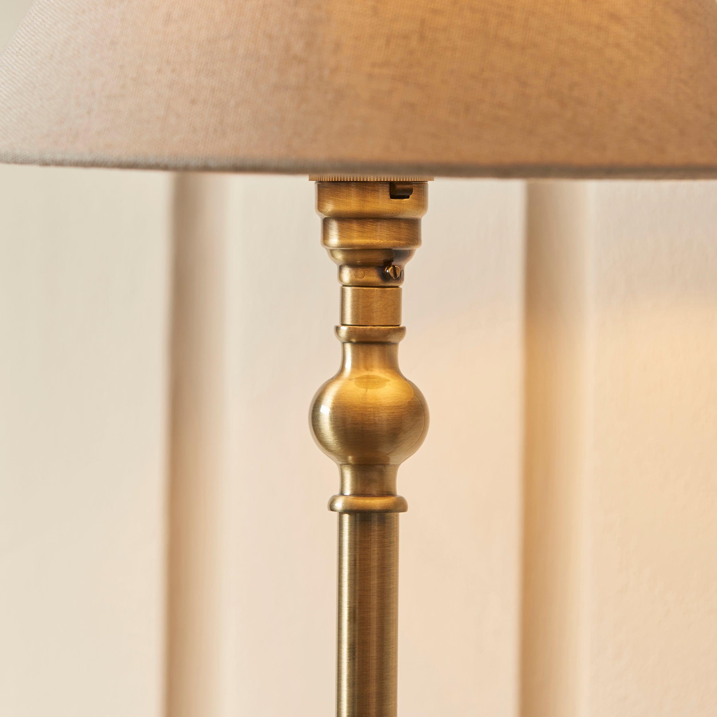 Endon Lille Brass Table Lamp With 22cm Linen Shade