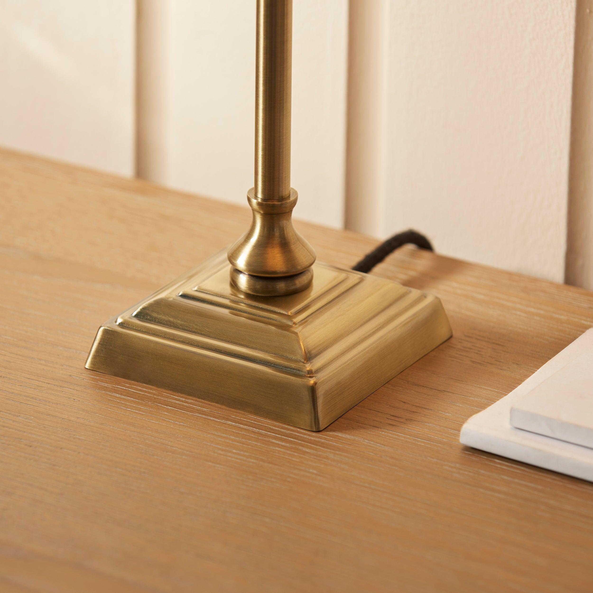 Endon Lille Brass Table Lamp With 22cm Linen Shade