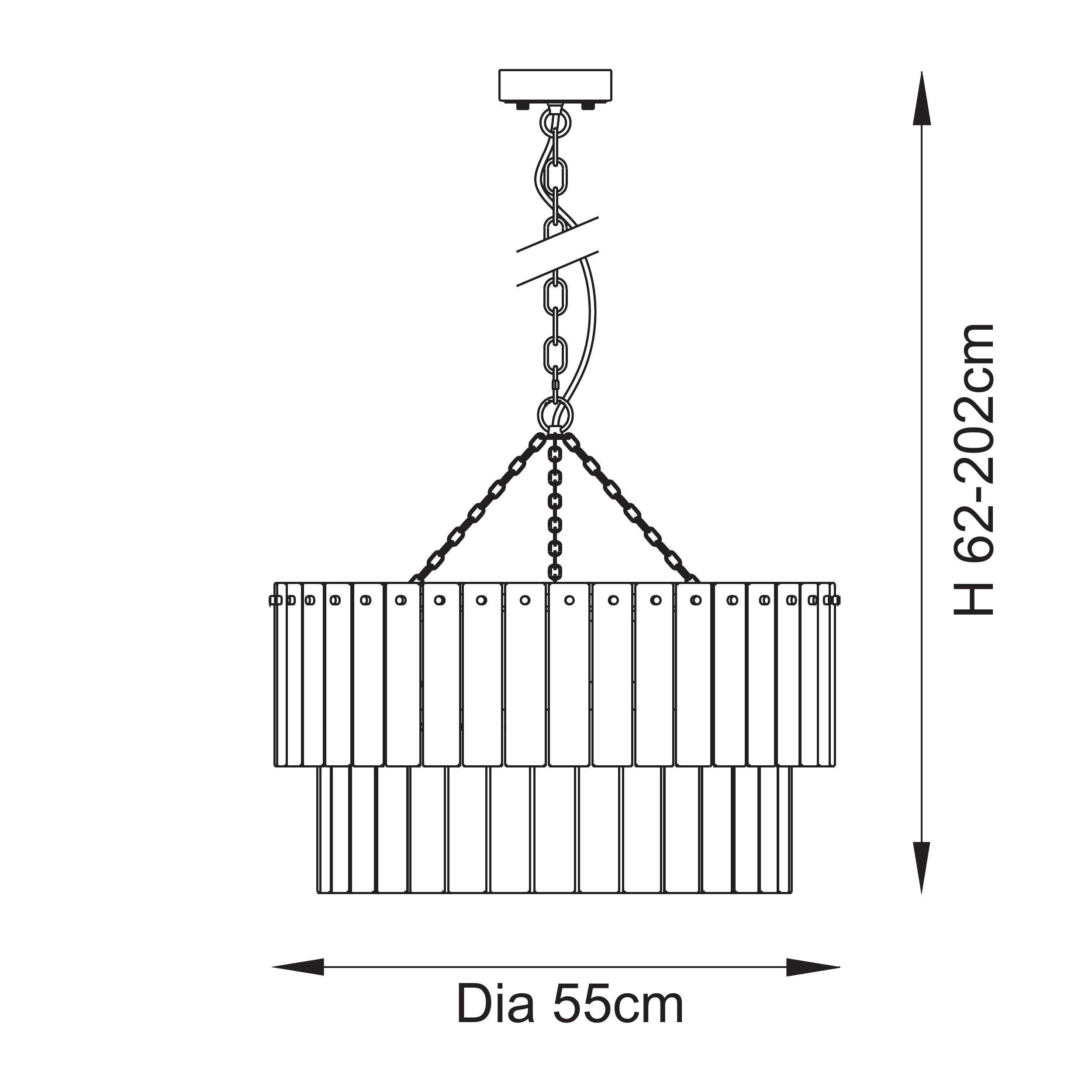 Karine 5 Light Tiered Brass Pendant - Handmade Glass Panels