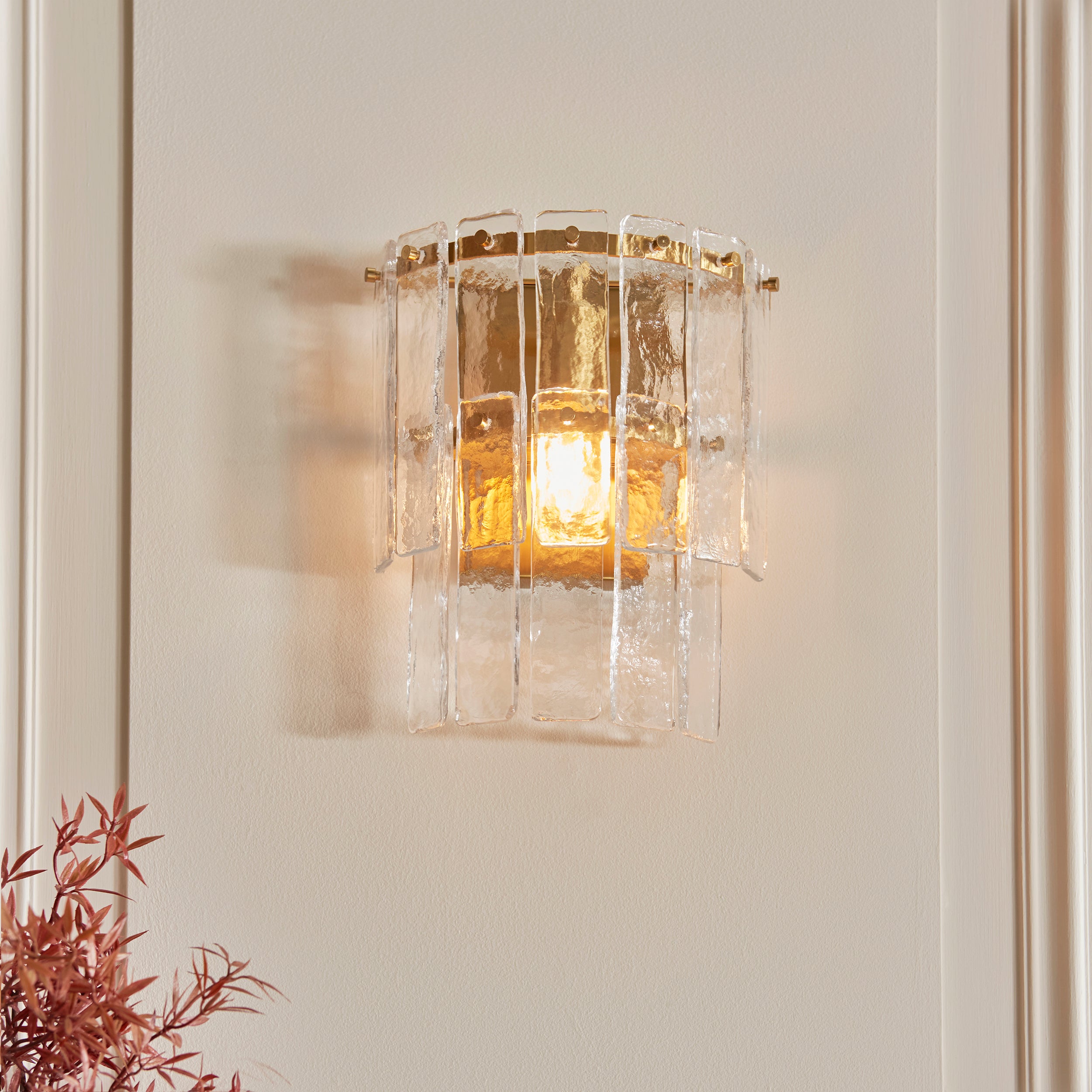 Karine Brass Wall Light - Handmade Glass Panels