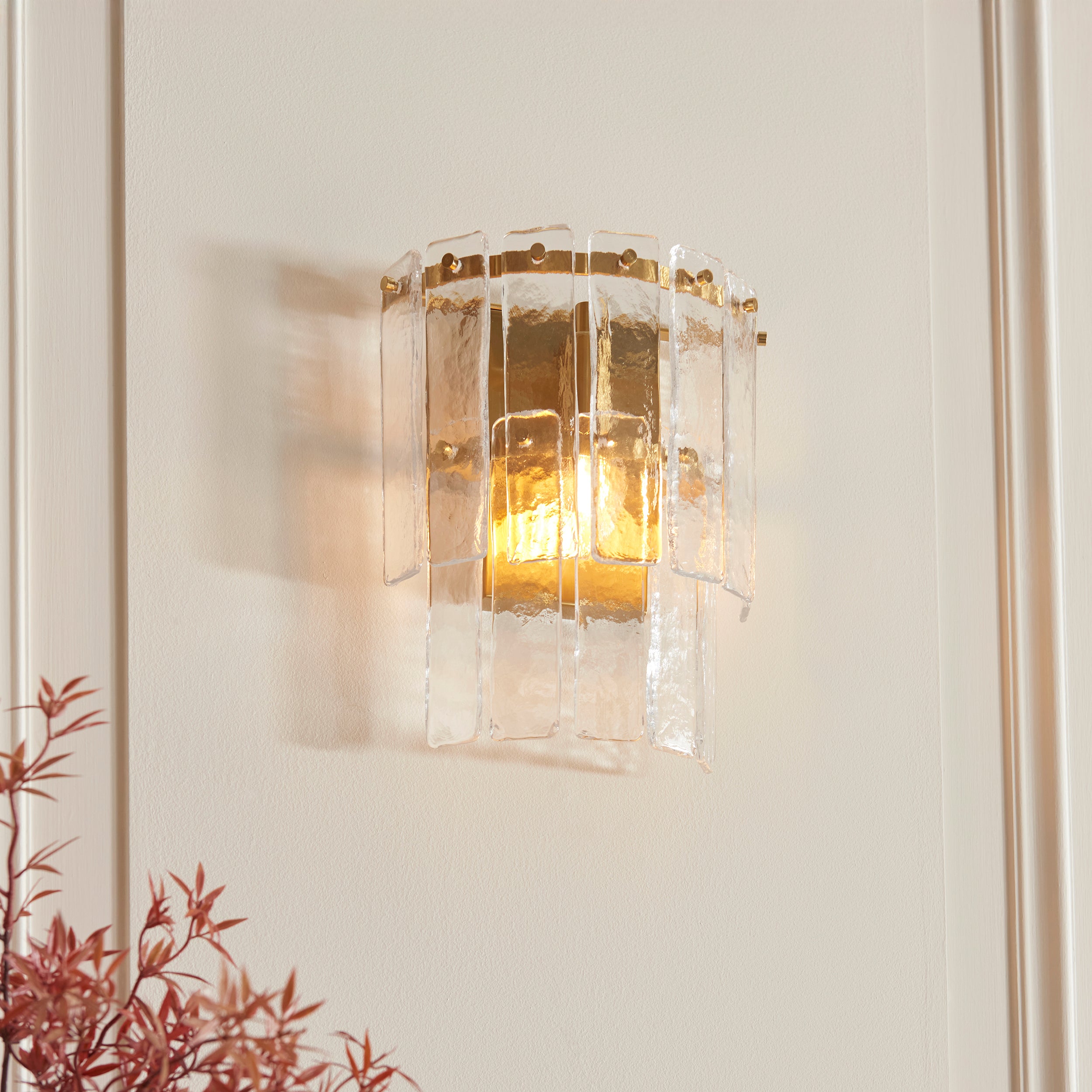 Karine Brass Wall Light - Handmade Glass Panels