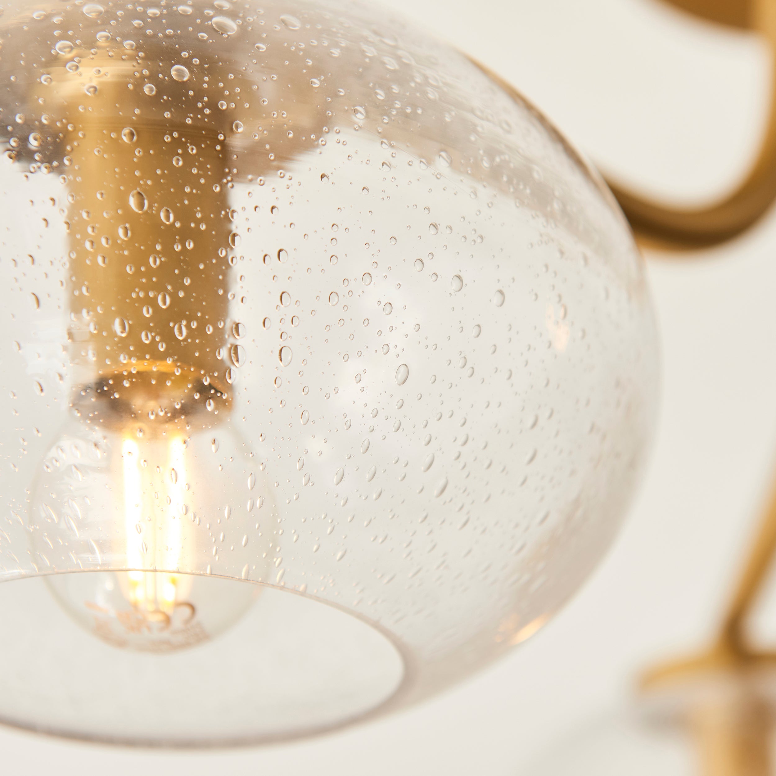 Jacob 3 Light Brass Semi Flush - Bubble Glass Shade