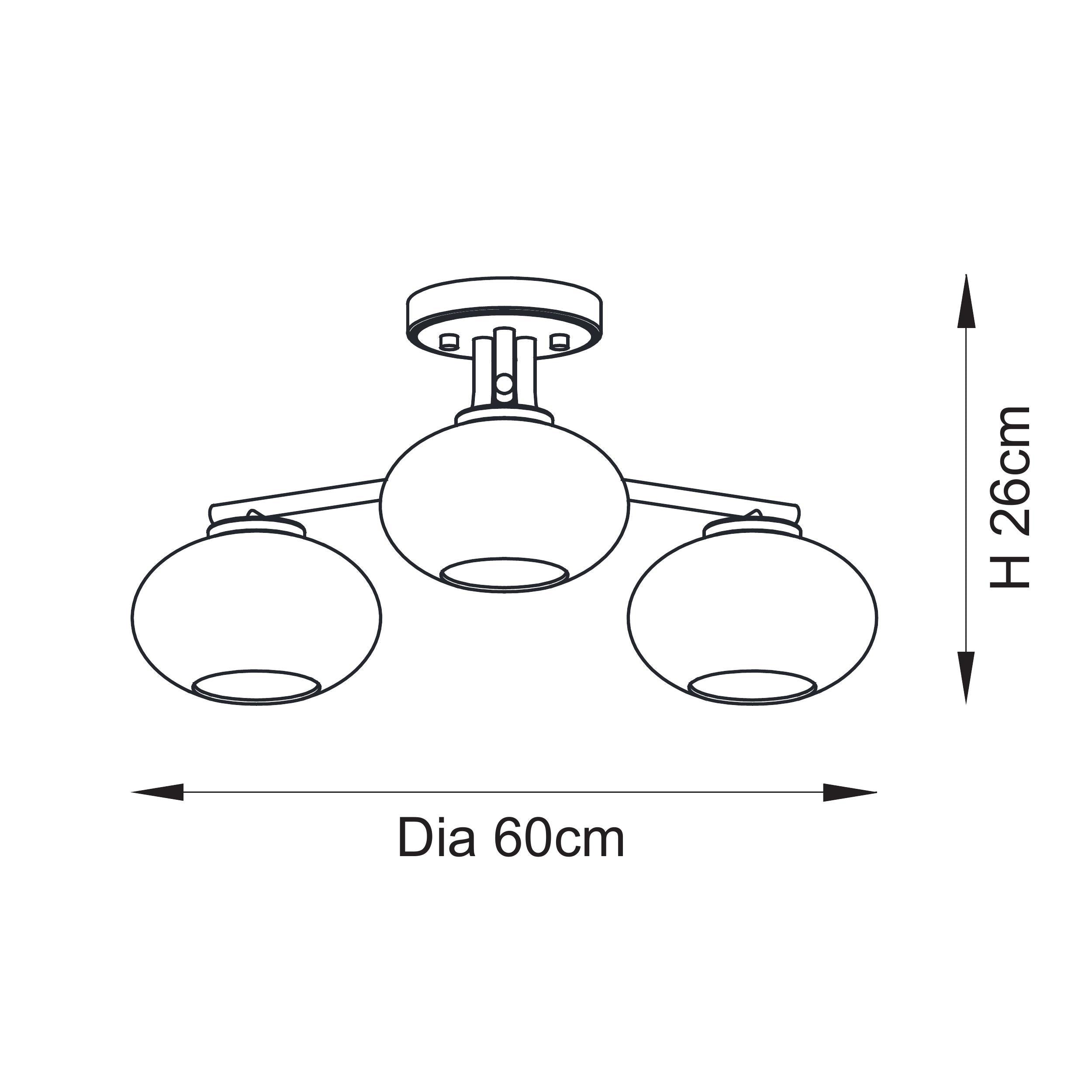 Jacob 3 Light Brass Semi Flush - Bubble Glass Shade