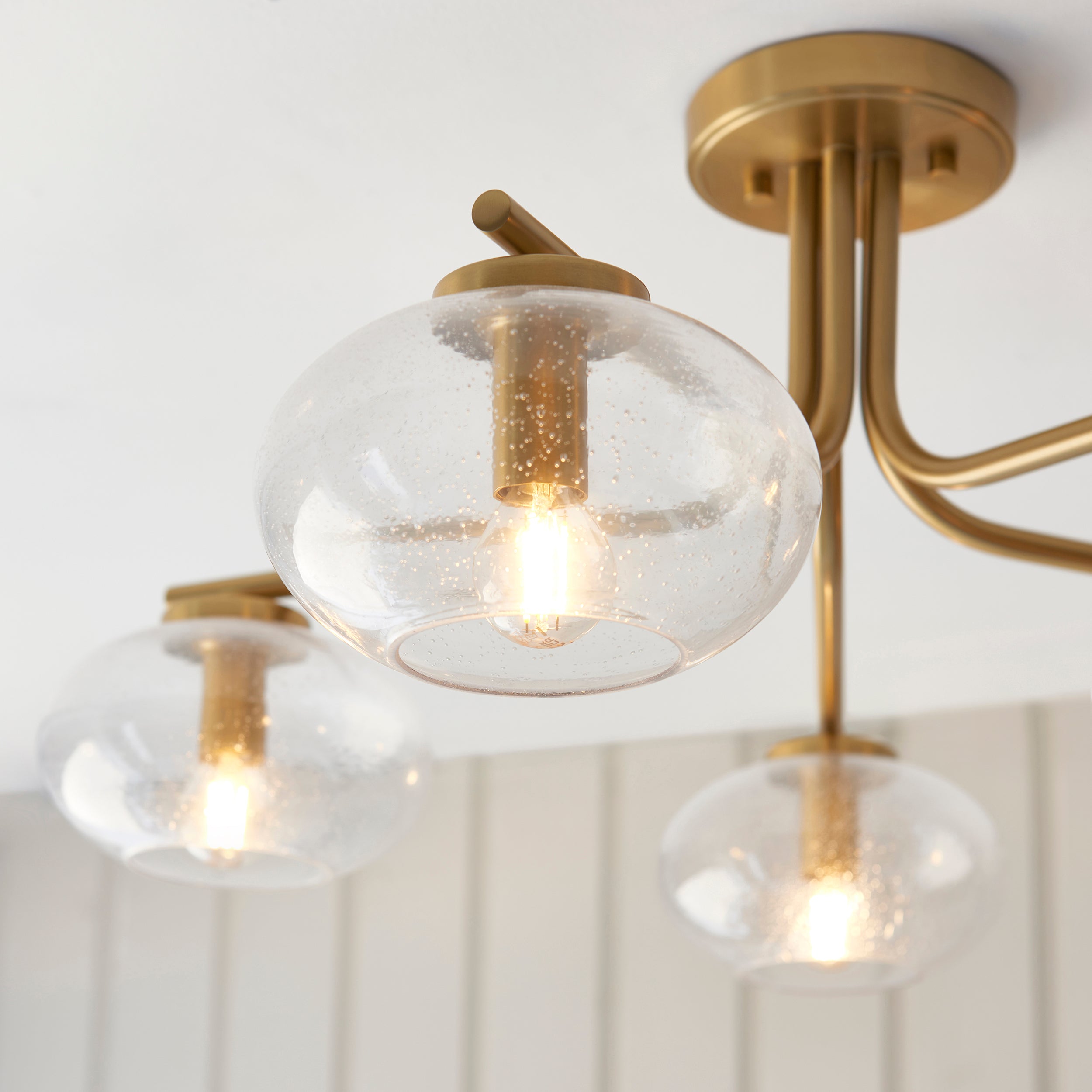 Jacob Brass Wall Light - Bubble Glass Shade