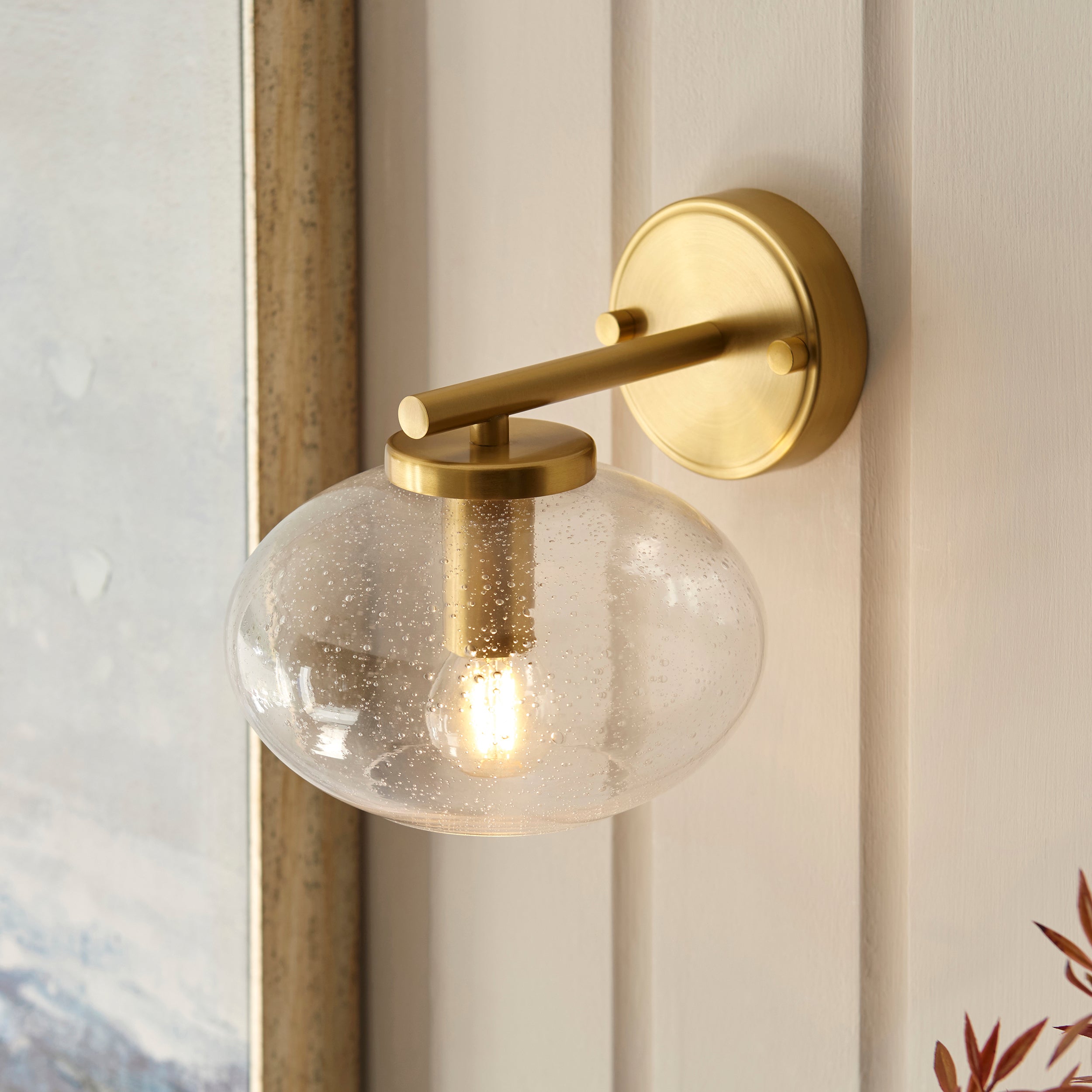 Jacob Brass Wall Light - Bubble Glass Shade