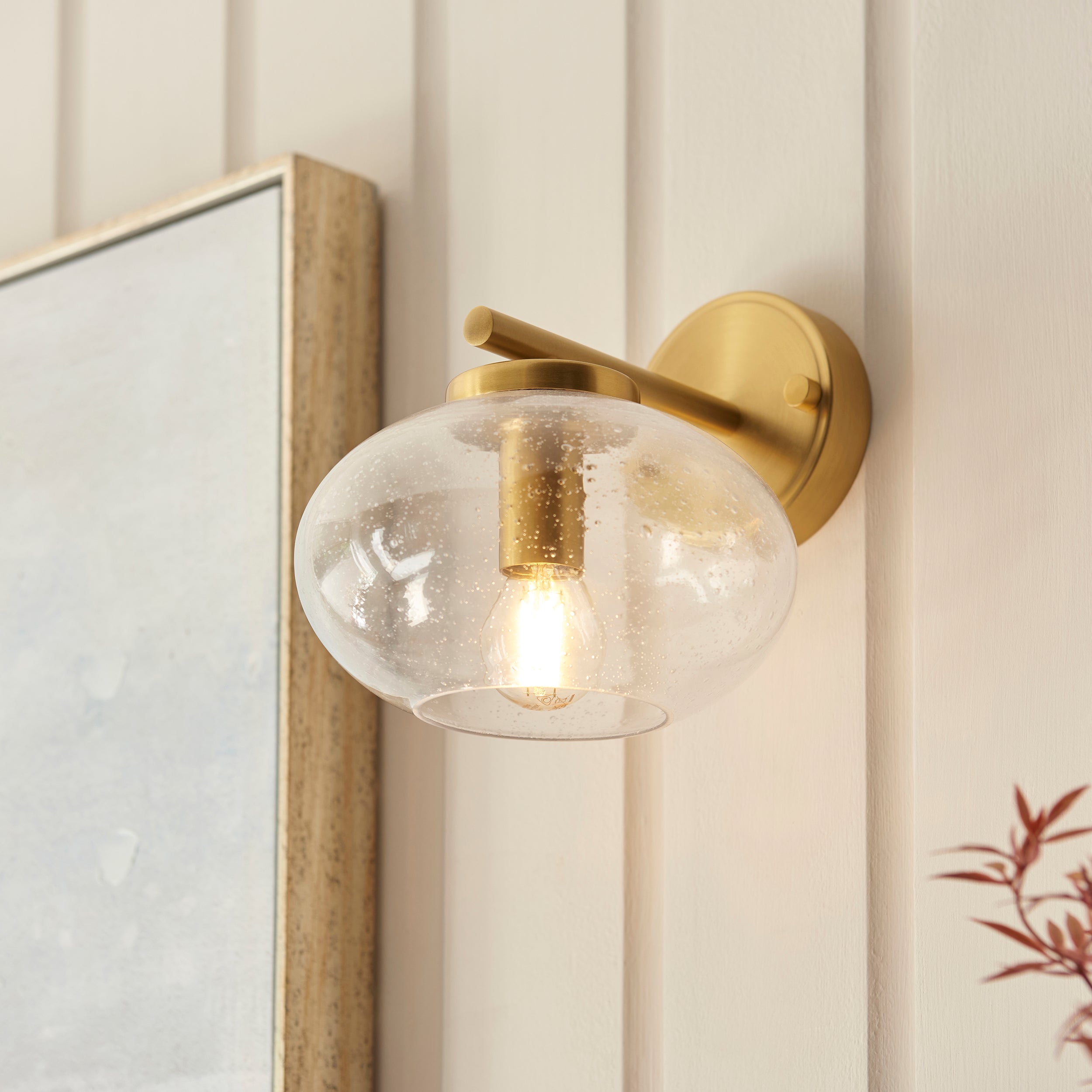 Jacob Brass Wall Light - Bubble Glass Shade