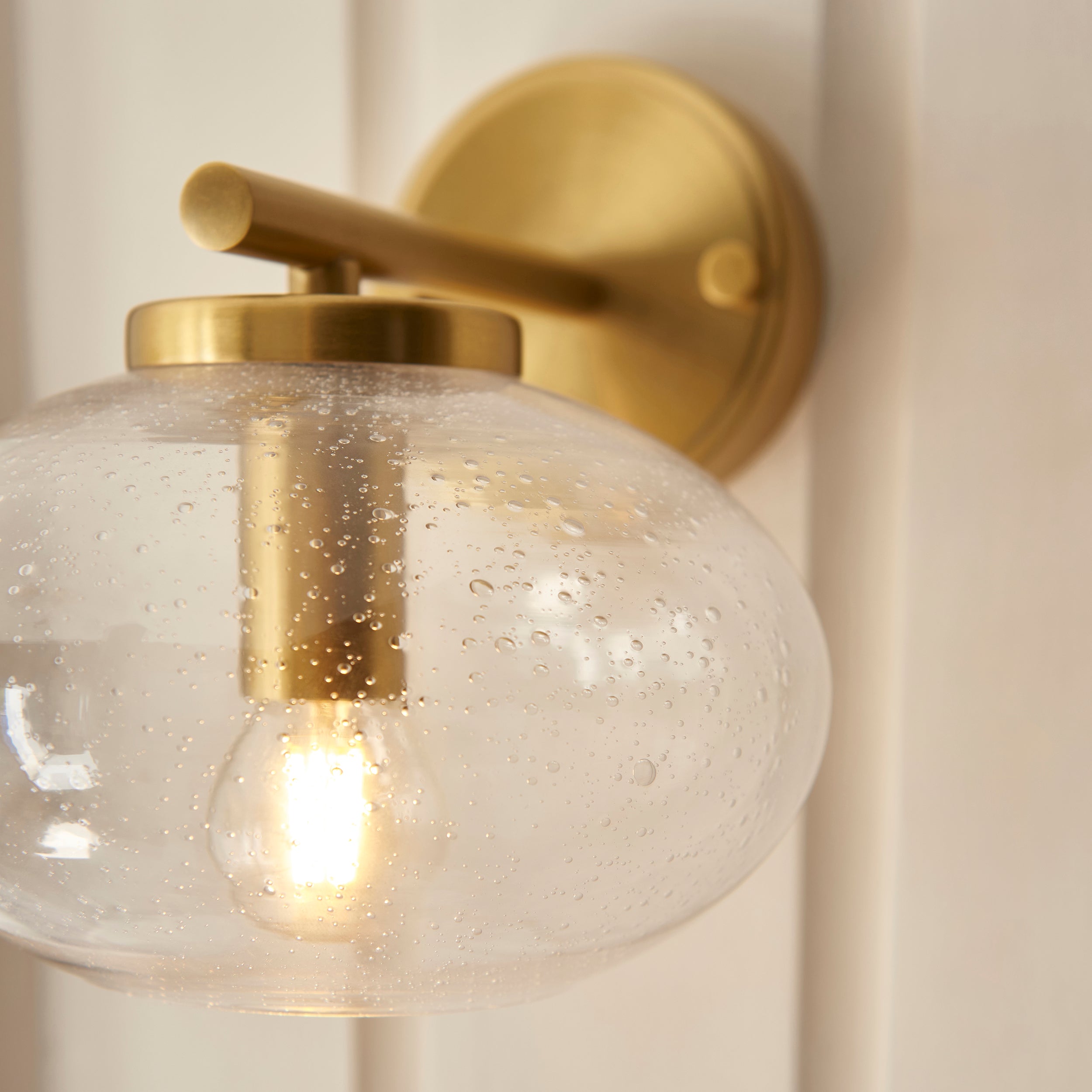 Jacob Brass Wall Light - Bubble Glass Shade