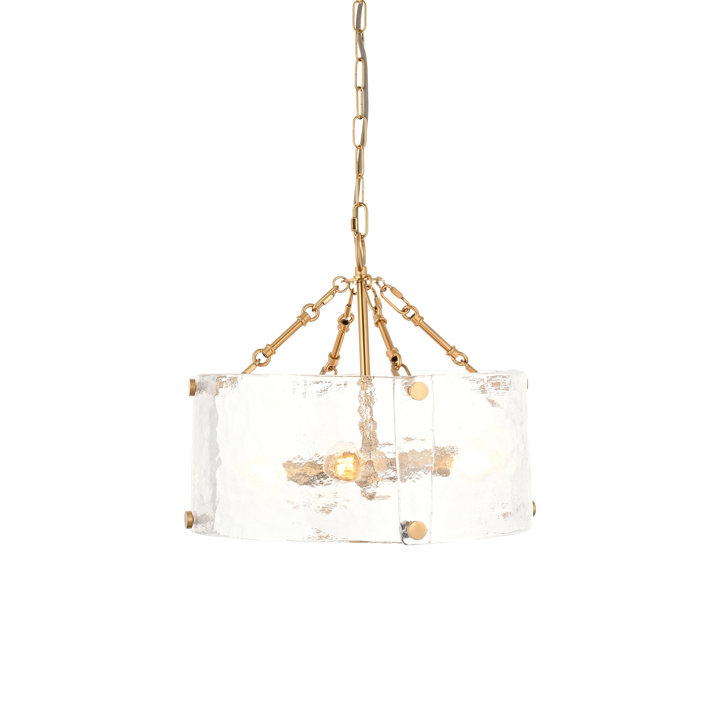Keller 4 Light Brass Pendant Handmade - Curved Glass Panels 118583 by Endon Lighting