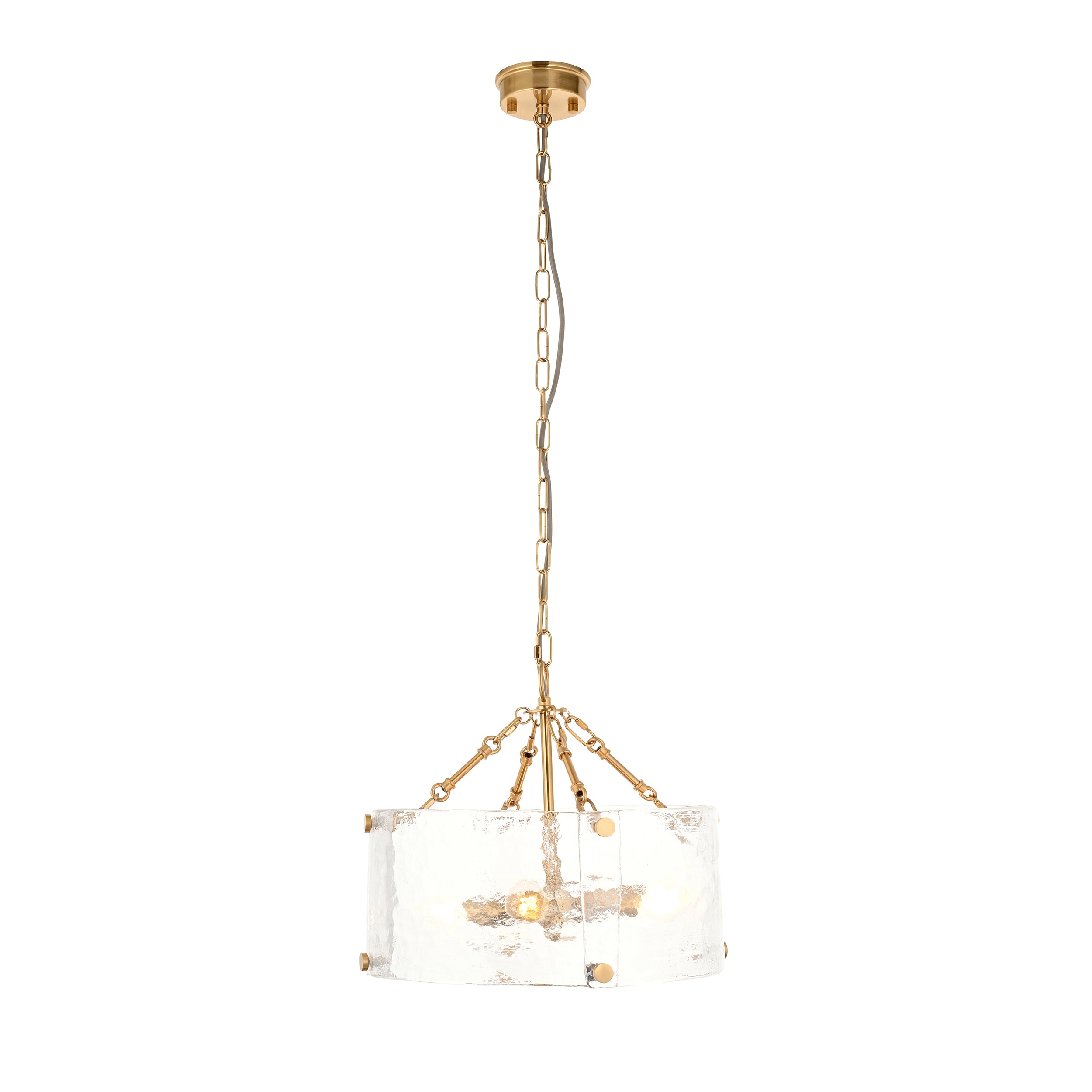Keller 4 Light Brass Pendant Handmade - Curved Glass Panels
