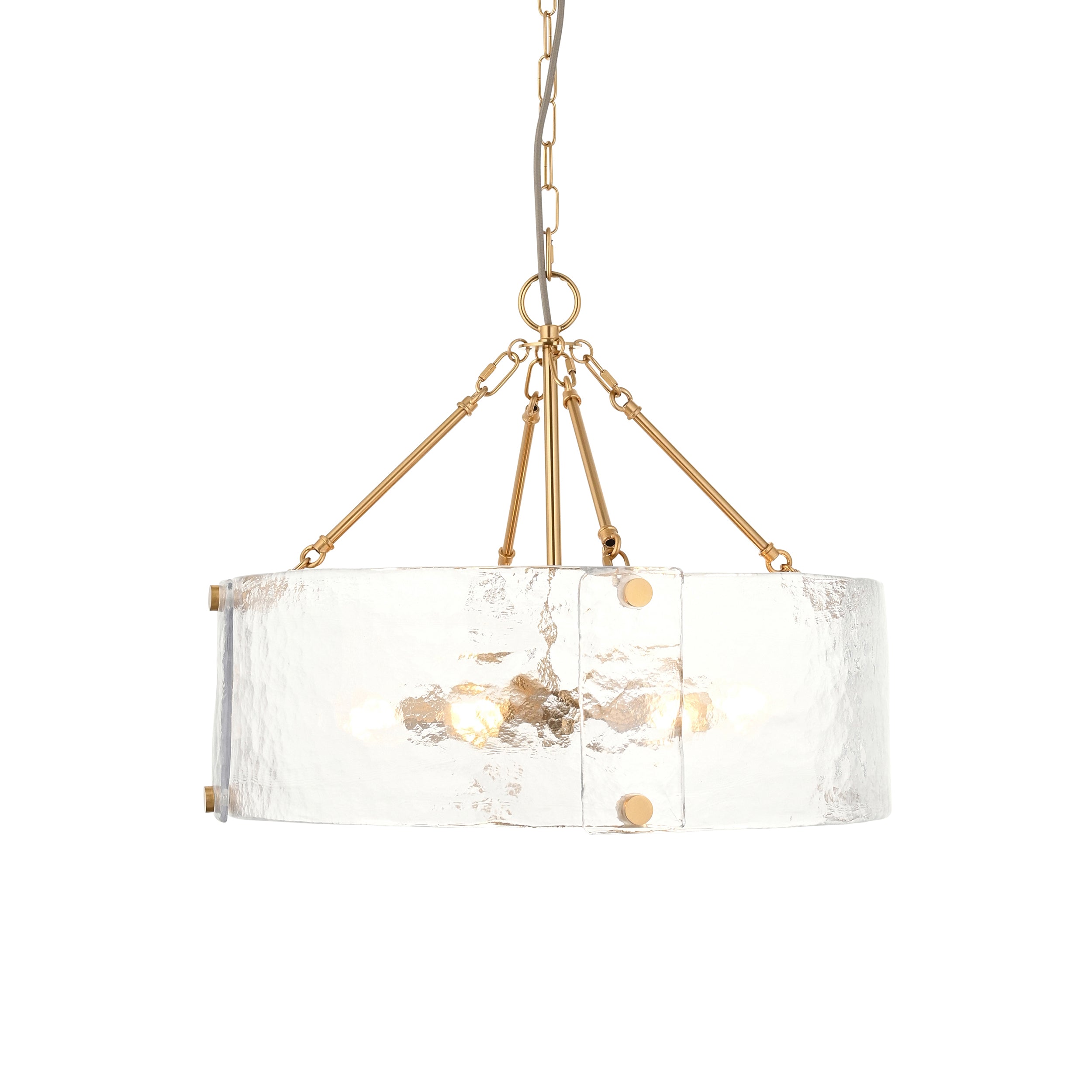 Keller 6 Light Brass Pendant Handmade - Curved Glass Panels 118584 by Endon Lighting