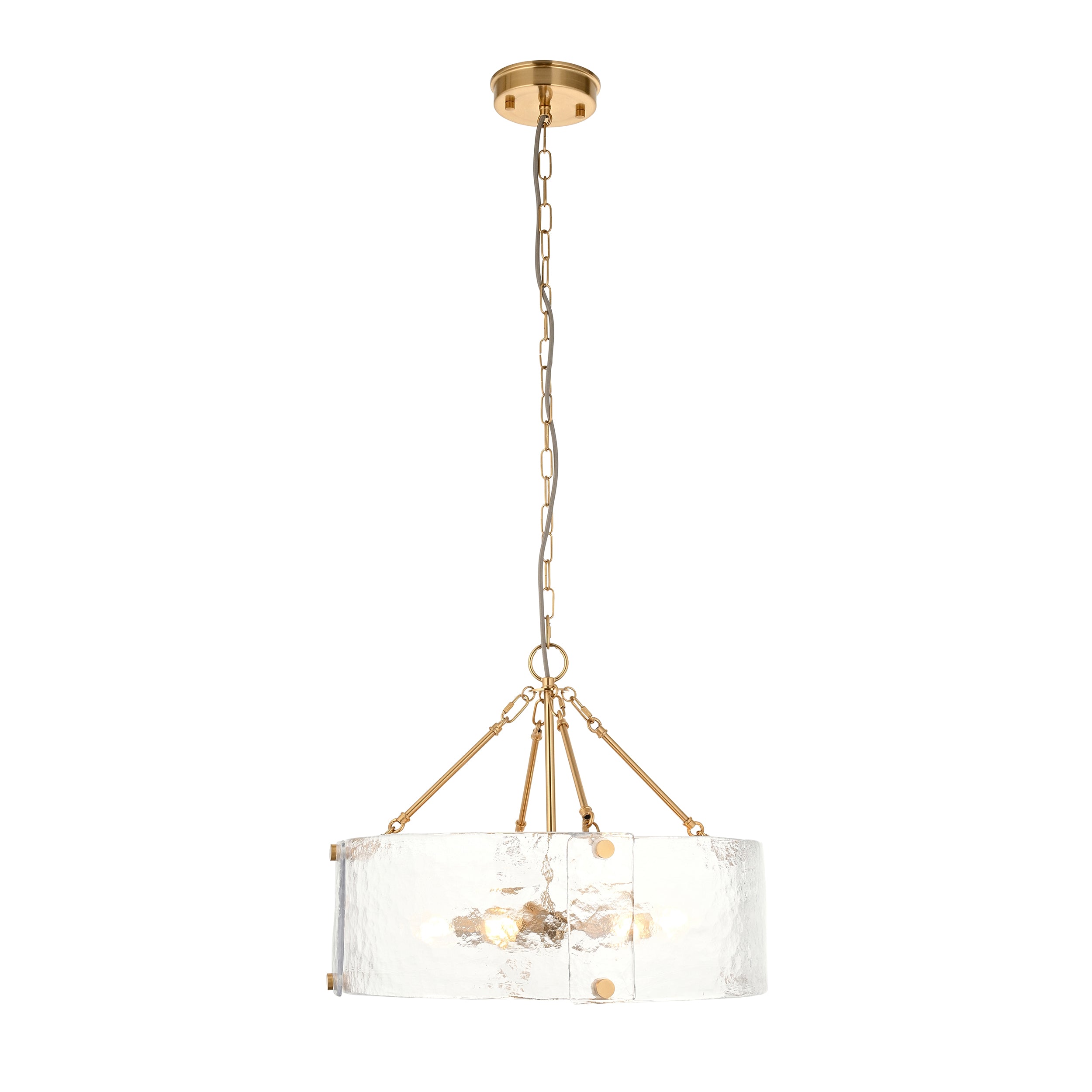 Keller 6 Light Brass Pendant Handmade - Curved Glass Panels