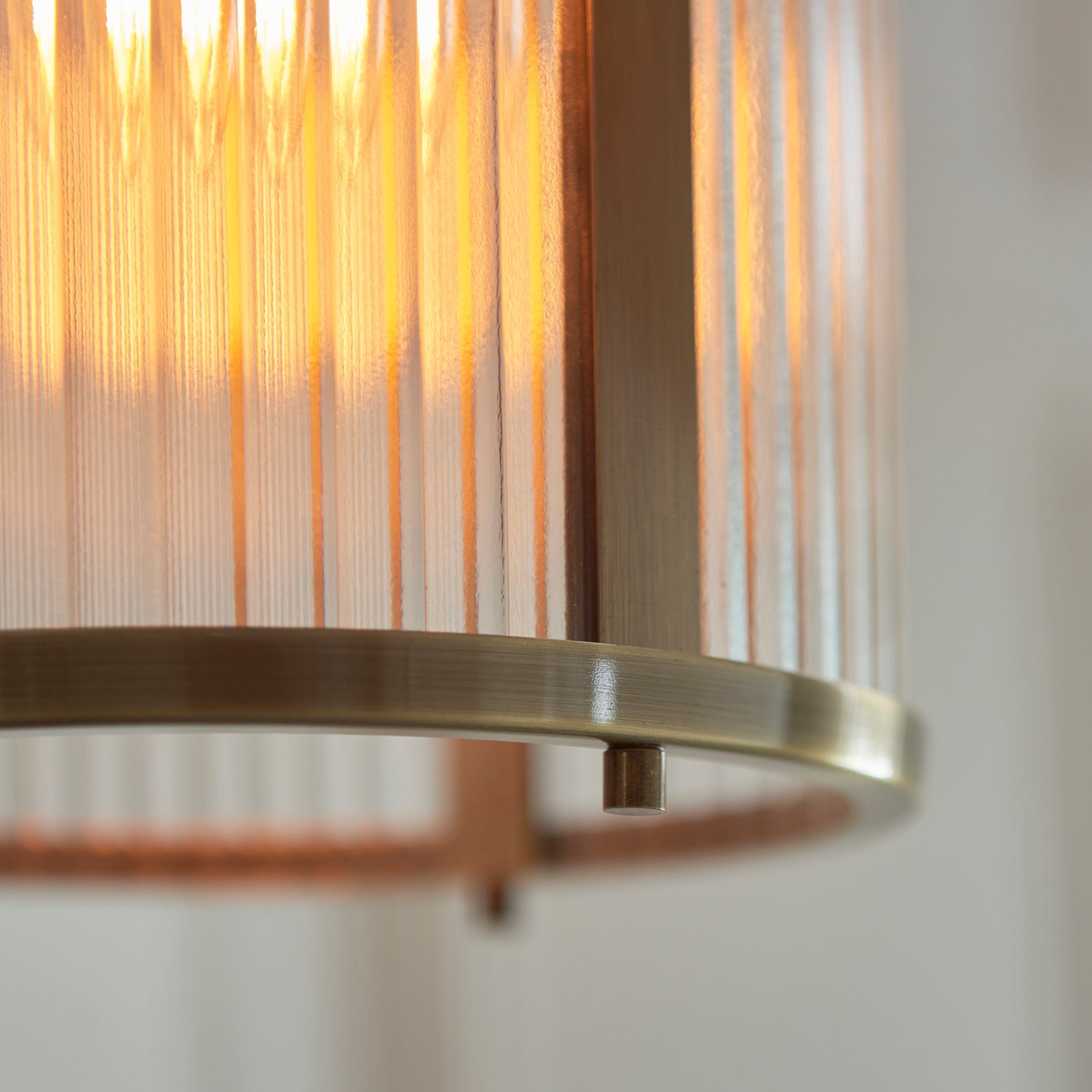 Ridgeton Antique Brass & Ribbed Shade Glass Pendant