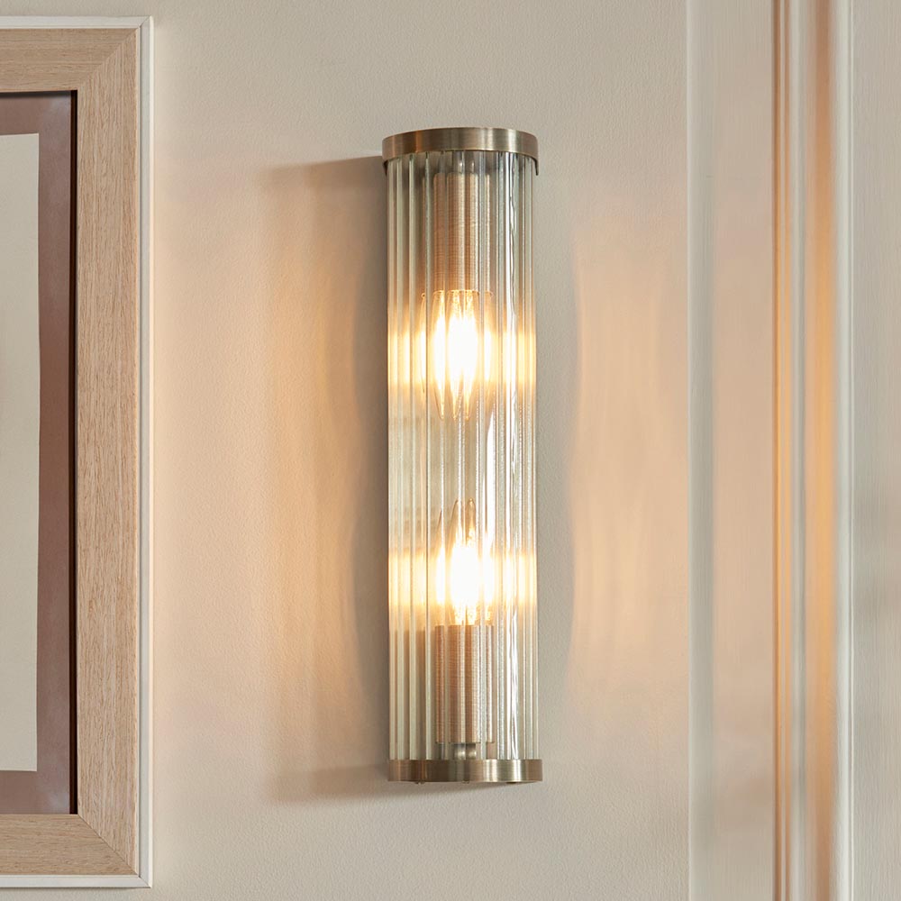 Endon Lighting Ridgeton 2-Light Wall Light in Antique Brass
