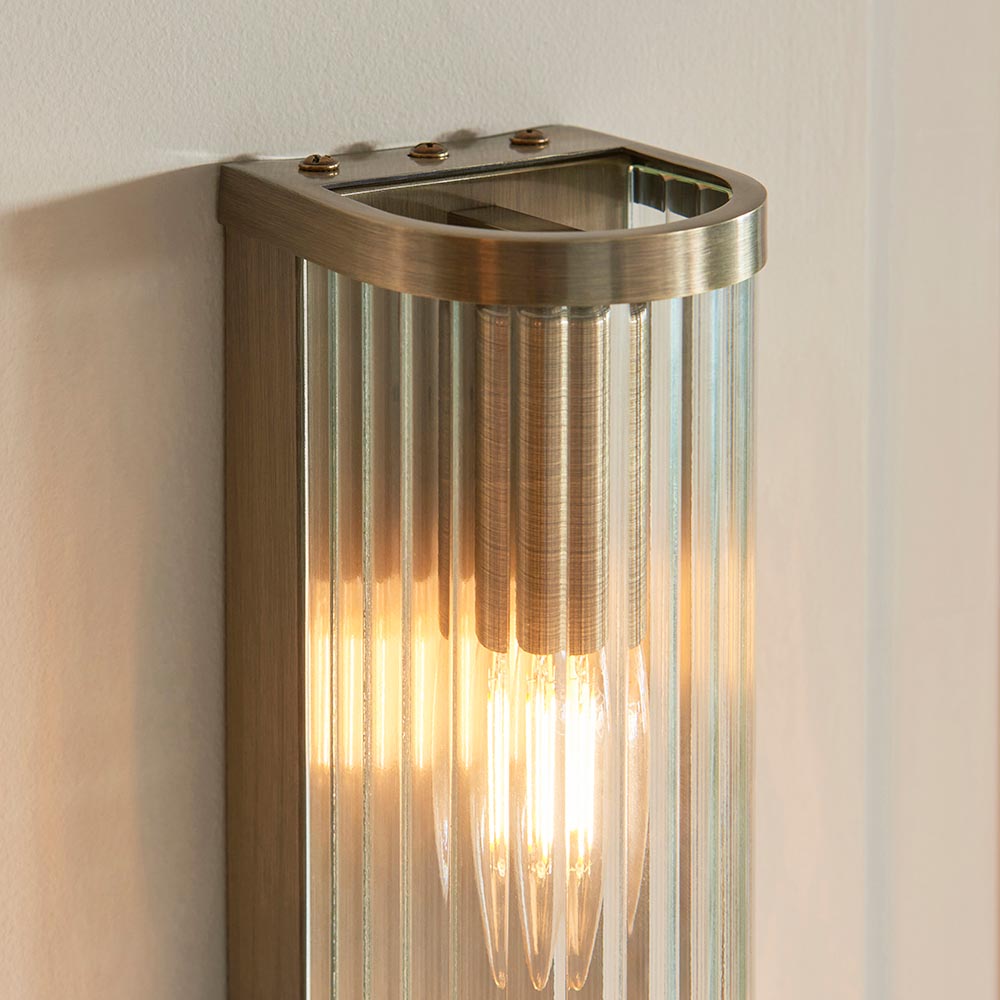 Endon Lighting Ridgeton 2-Light Wall Light in Antique Brass