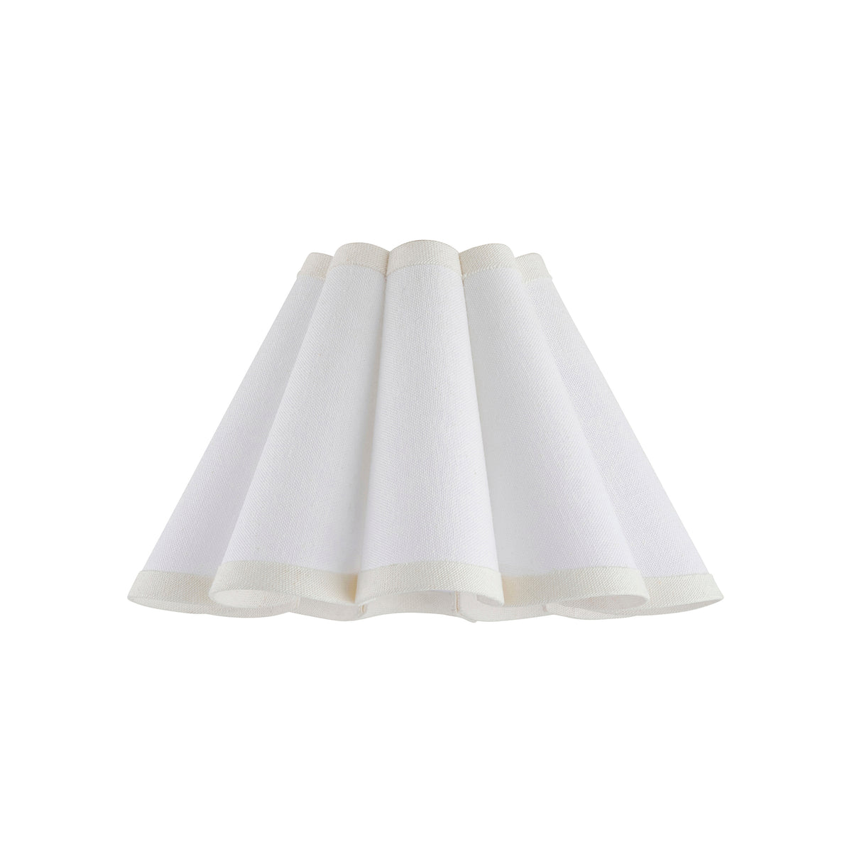 Ayla vintage white tapered lamp shade with scalloped edge and softly fluted cotton panels