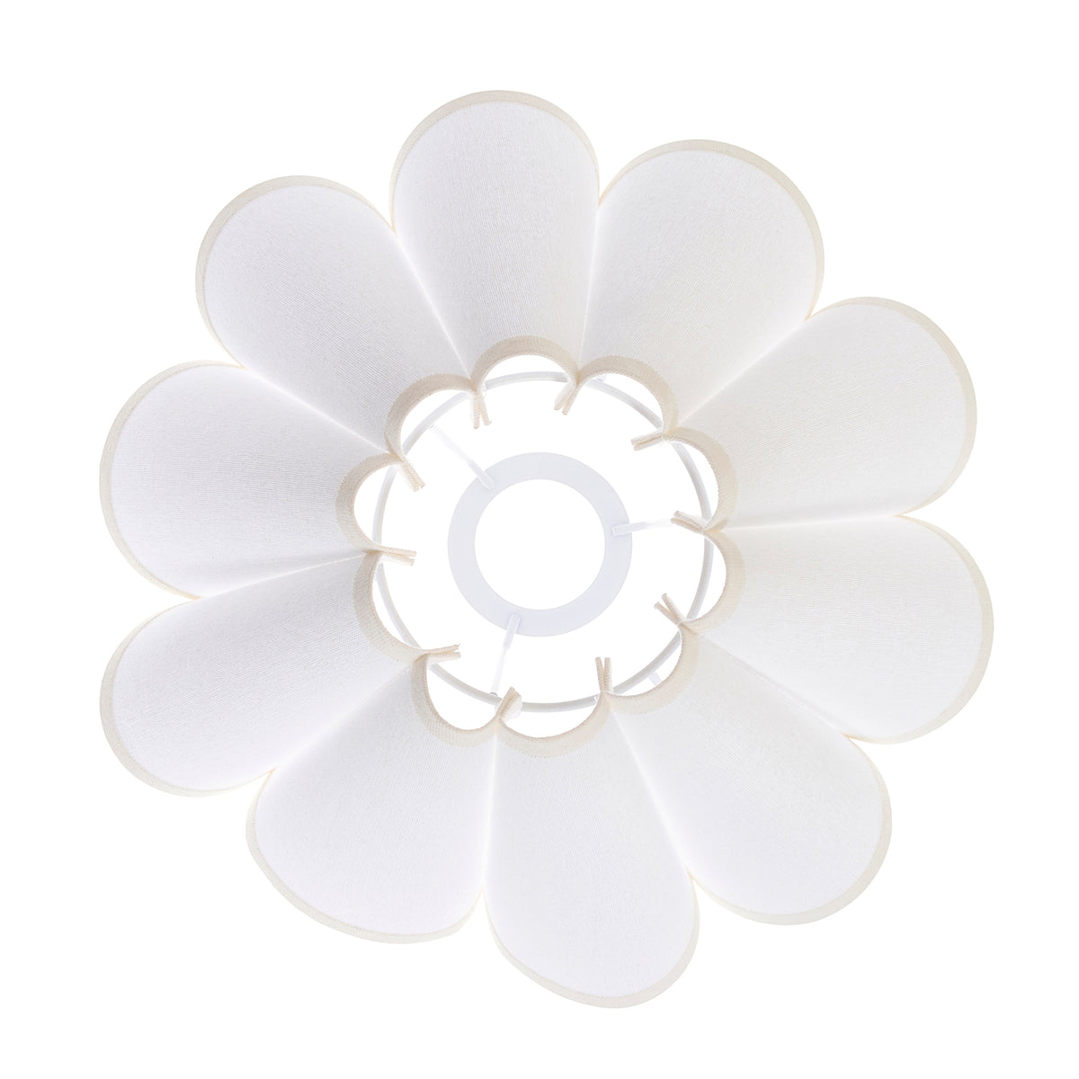 Overhead view of the Ayla shade, its scalloped panels forming a petal rosette