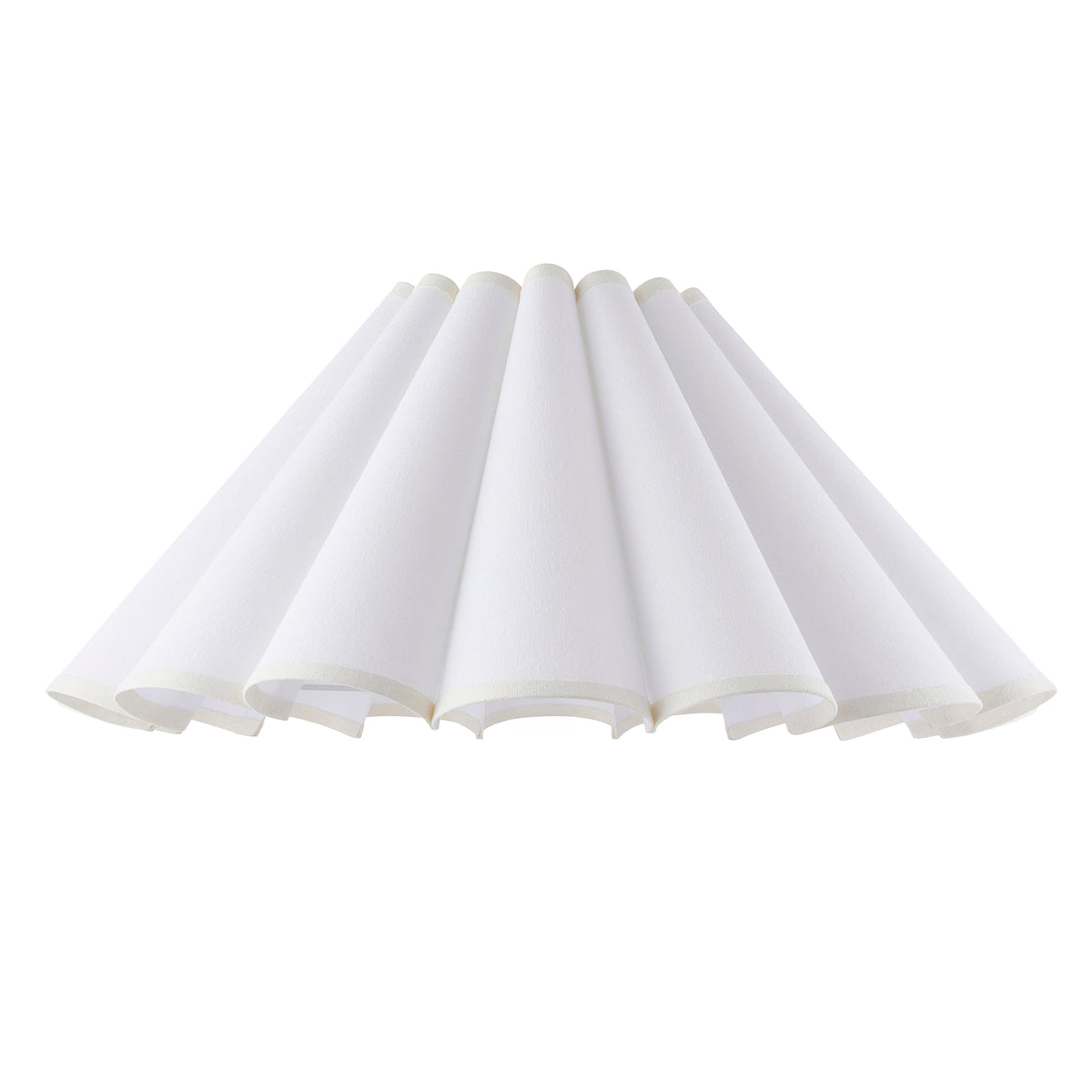 Ayla vintage white cotton lamp shade with wide scalloped skirt and deep fluted pleats