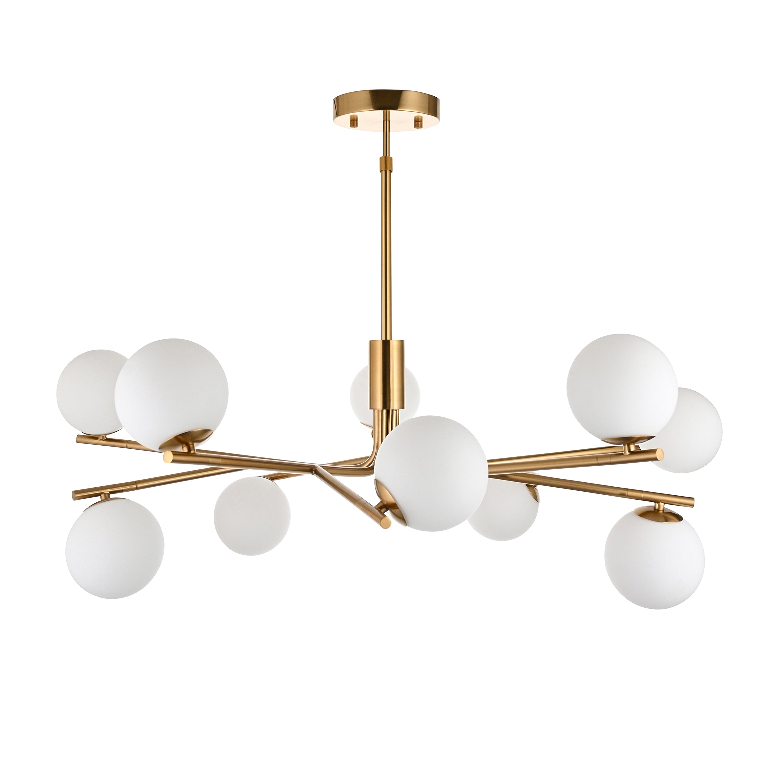 Aaron Brass 10 Light Adjustable Pendant - Opal Glass Shades