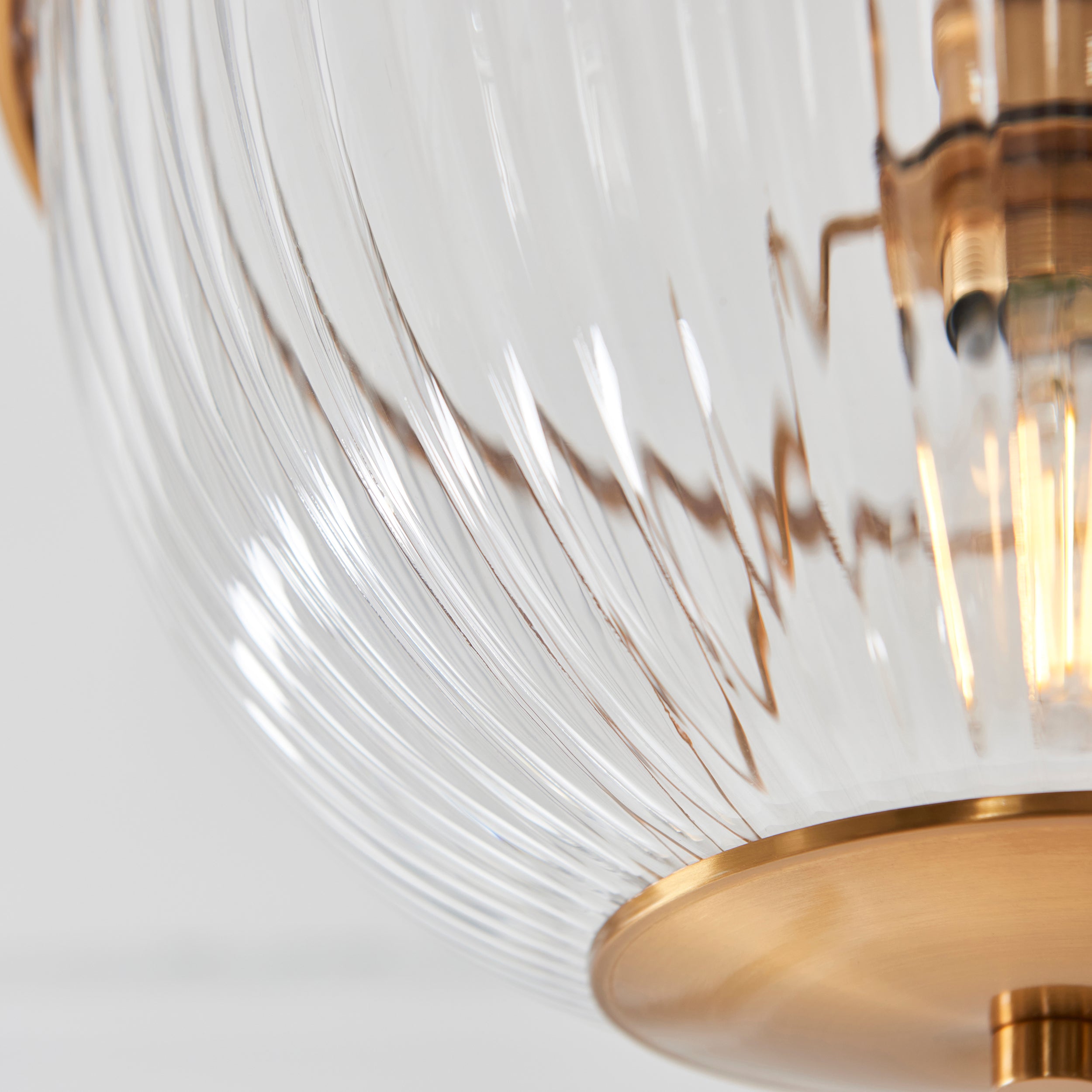 Somerset Brass & Ribbed Glass Uplighter Flush