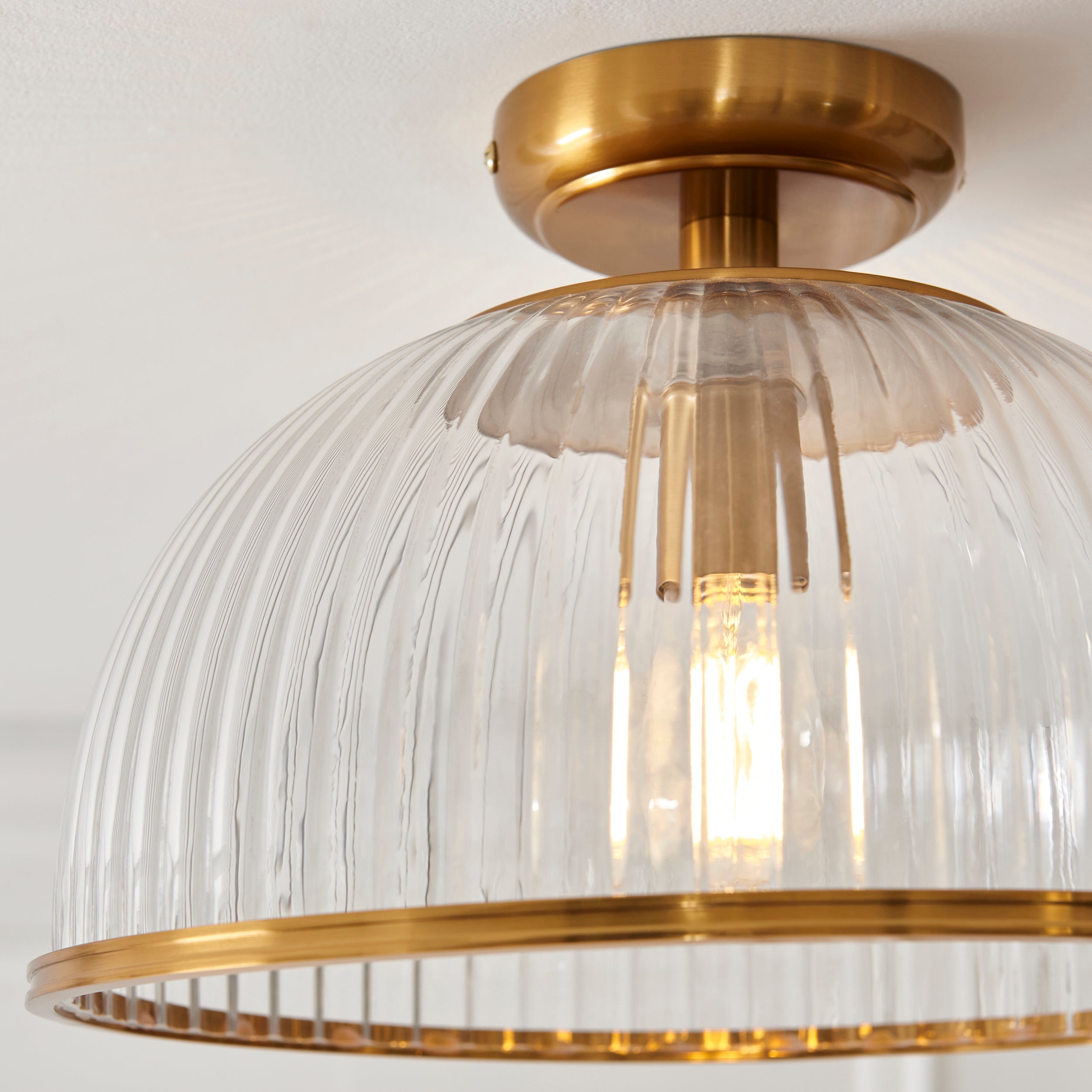 Somerset Brass & Ribbed Glass Downlight Flush