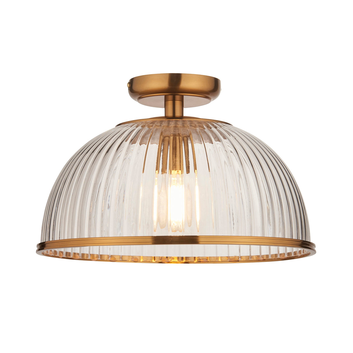 Somerset Brass & Ribbed Glass Downlight Flush-warehouse-180926