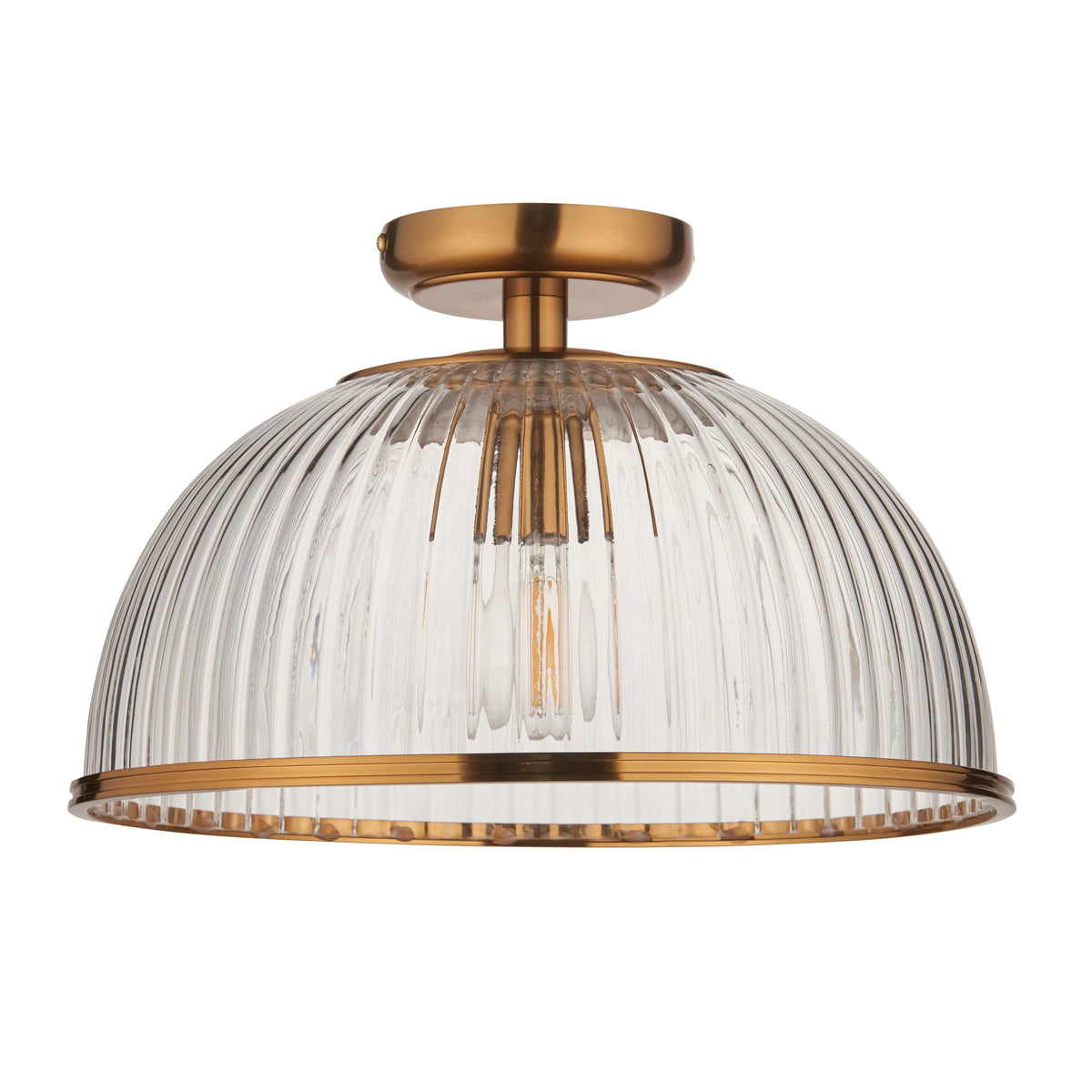 Somerset Brass & Ribbed Glass Downlight Flush-warehouse-180926