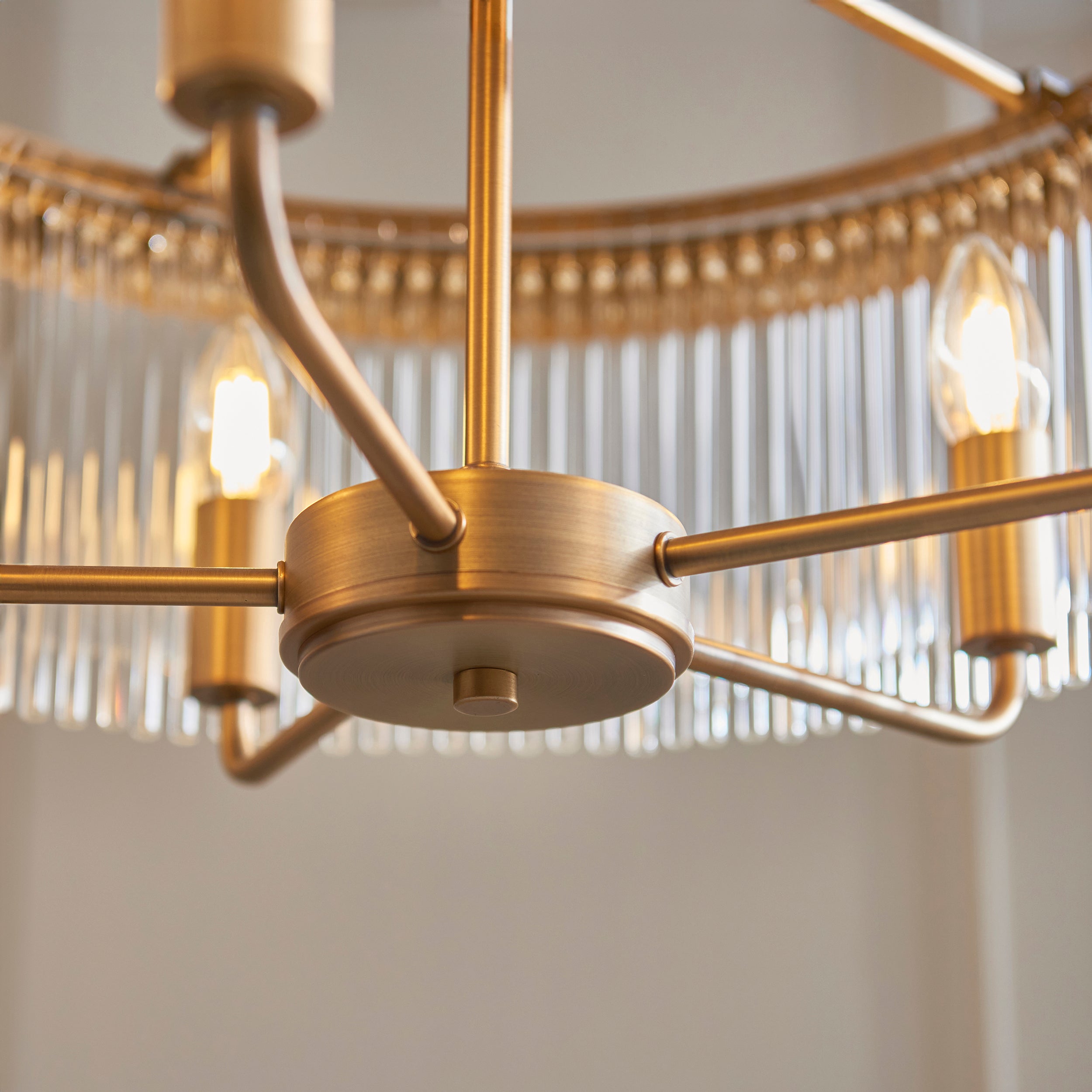 Clermont Brass 5 Light Ceiling Pendant - Glass Rods
