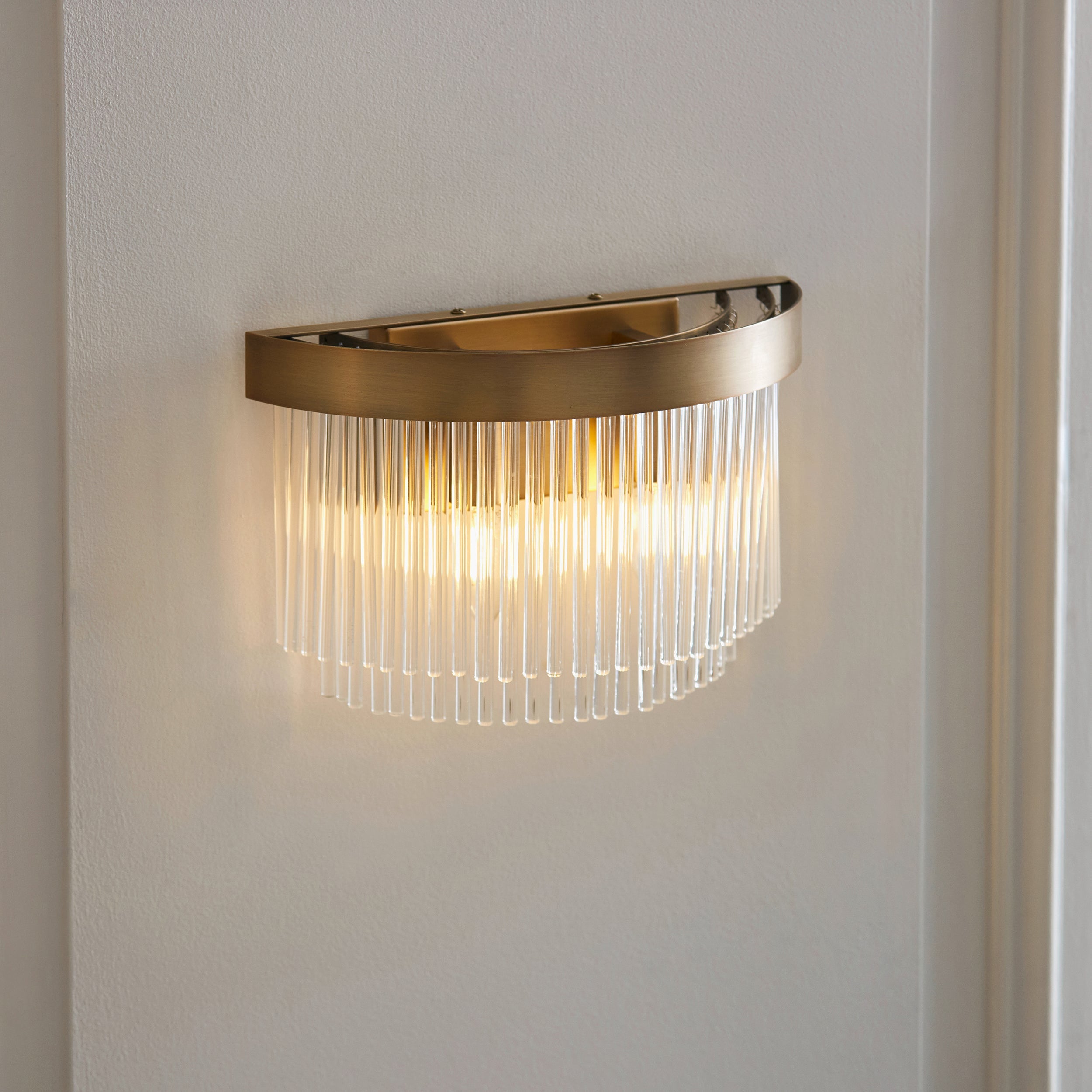 Clermont Antique Brass Wall Light - Clear Glass Rods Shade-OPEN-BOX-50-270826