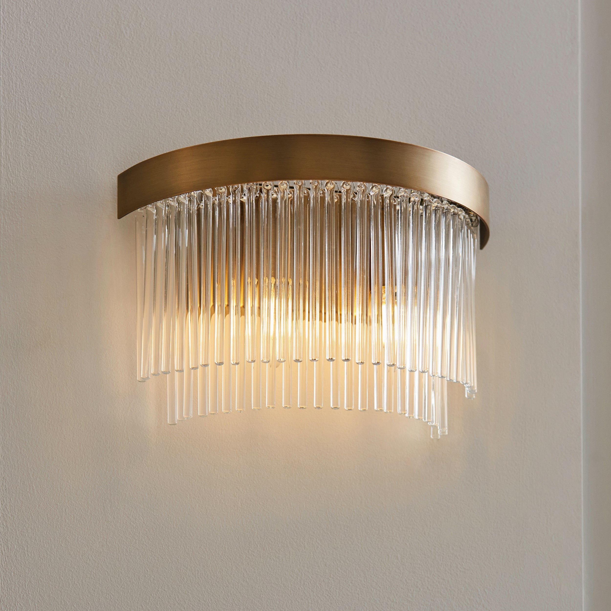 Clermont Antique Brass Wall Light - Clear Glass Rods Shade-OPEN-BOX-50-270826