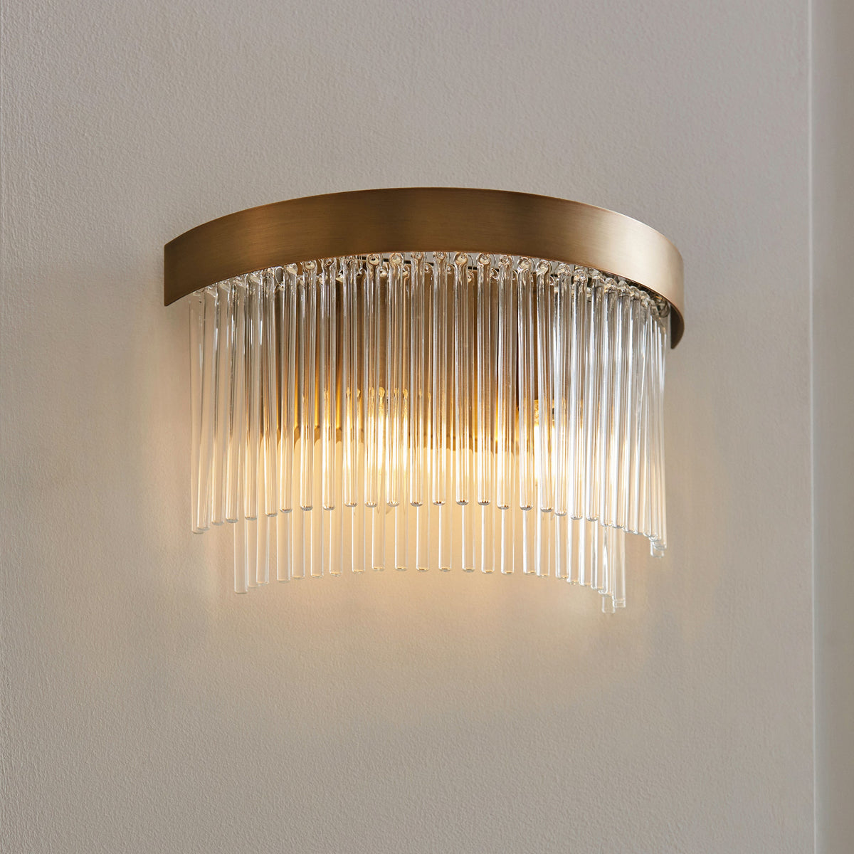 Clermont Antique Brass Wall Light - Clear Glass Rods Shade-OB-180926