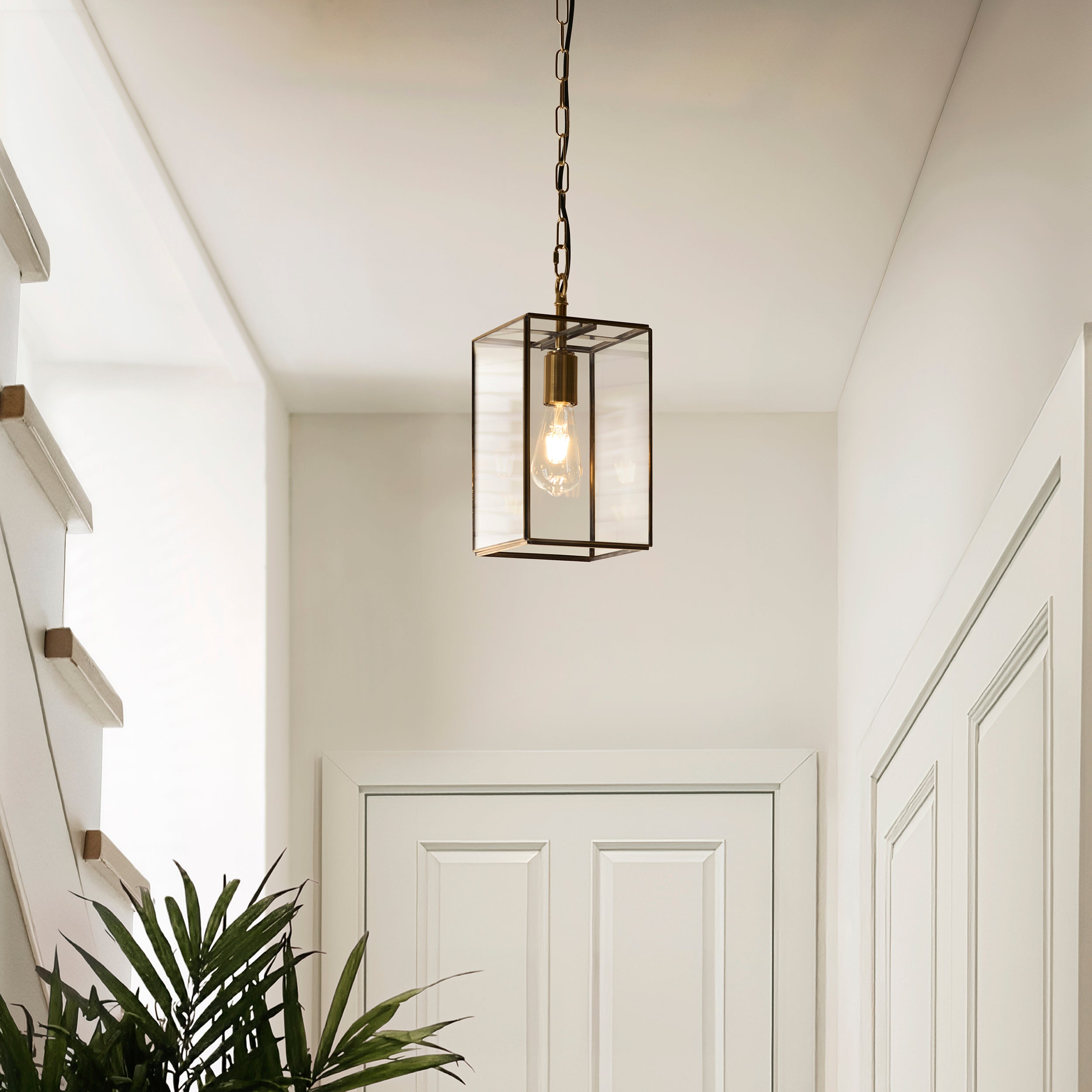 Hammond Brass and Glass Panel Pendant