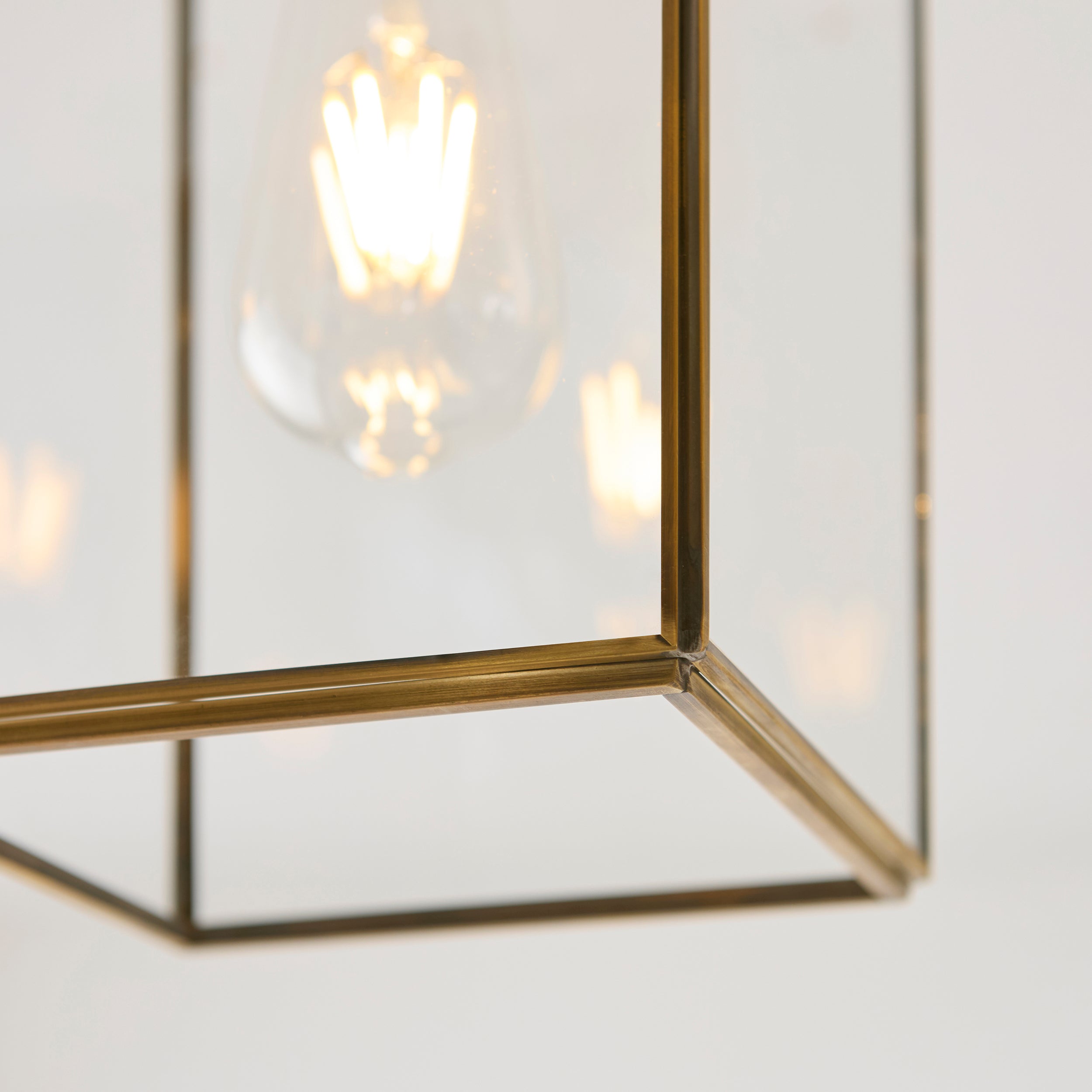Hammond Brass and Glass Panel Flush Ceiling Light