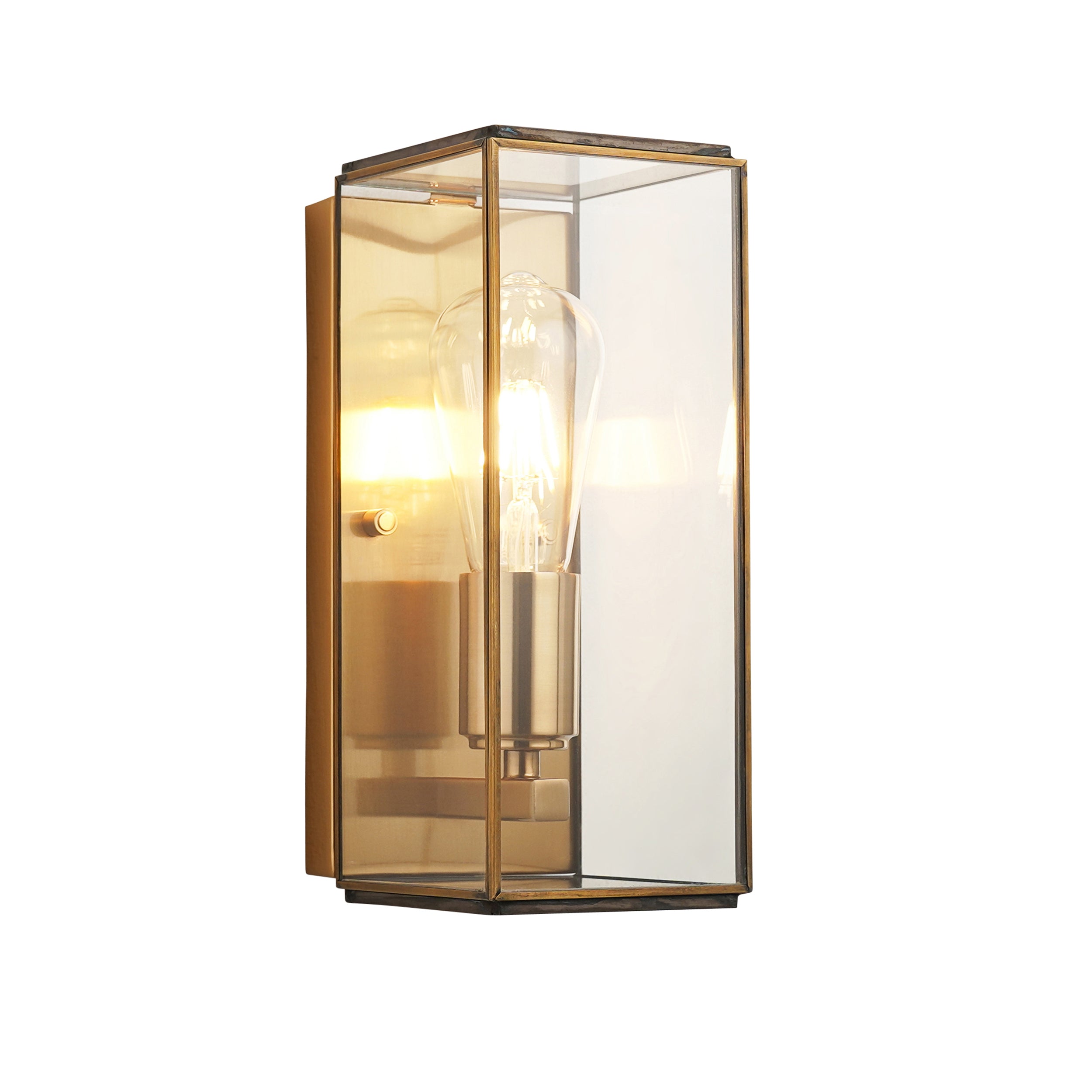 Hammond Brass Wall Light With Glass Panels
