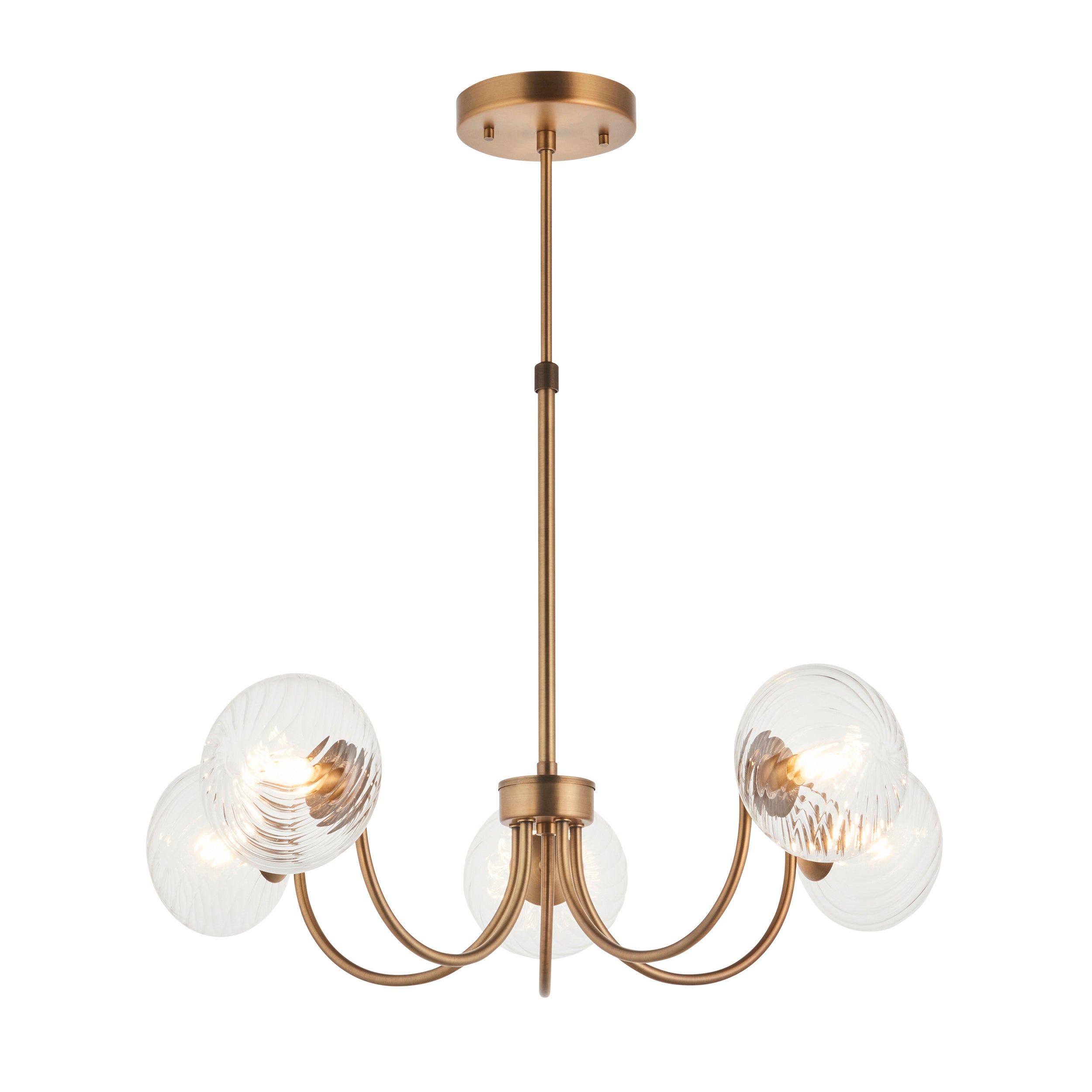 Hague 5 Light Brass Pendant - Glass Shades