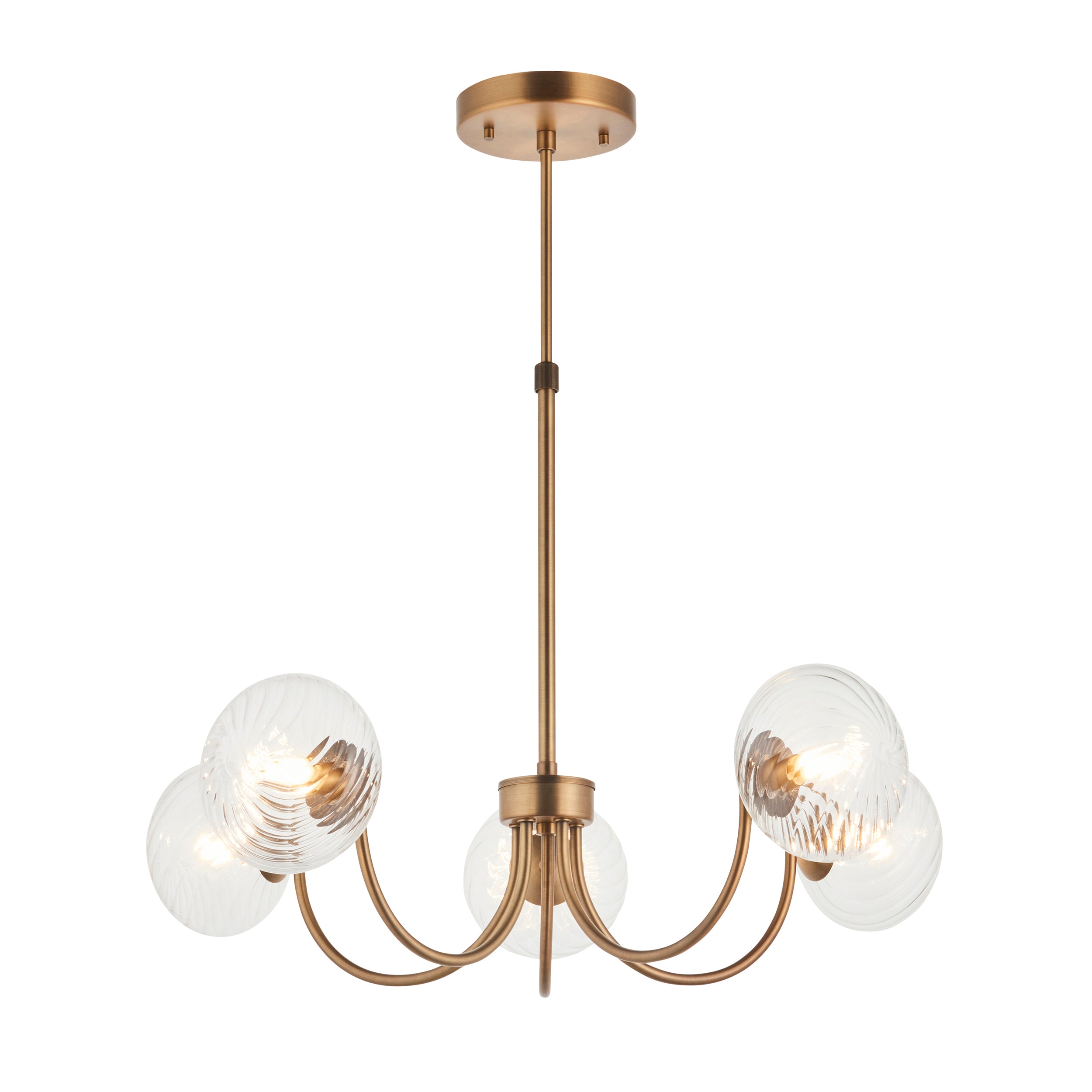 Hague 5 Light Brass Pendant - Glass Shades