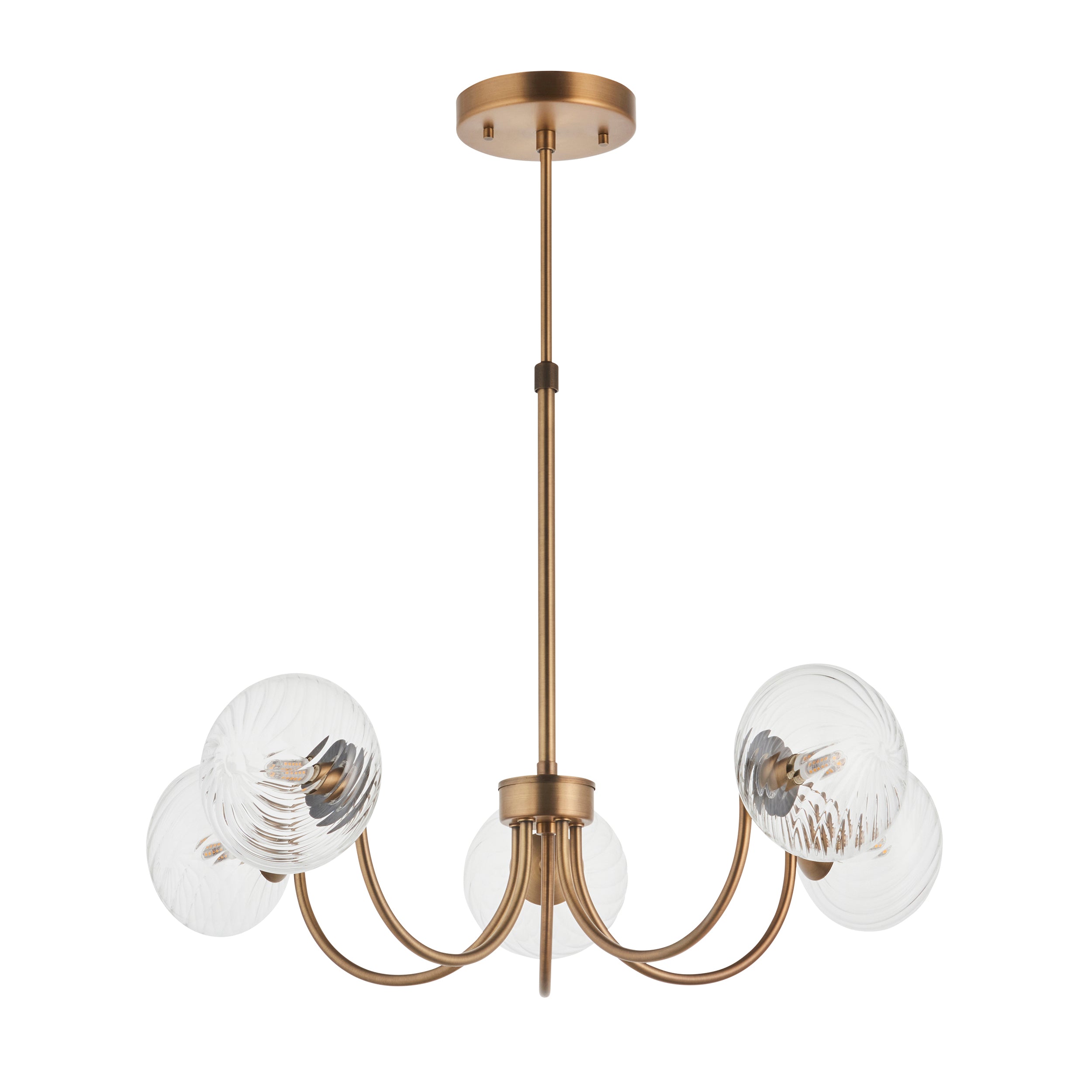 Hague 5 Light Brass Pendant - Glass Shades
