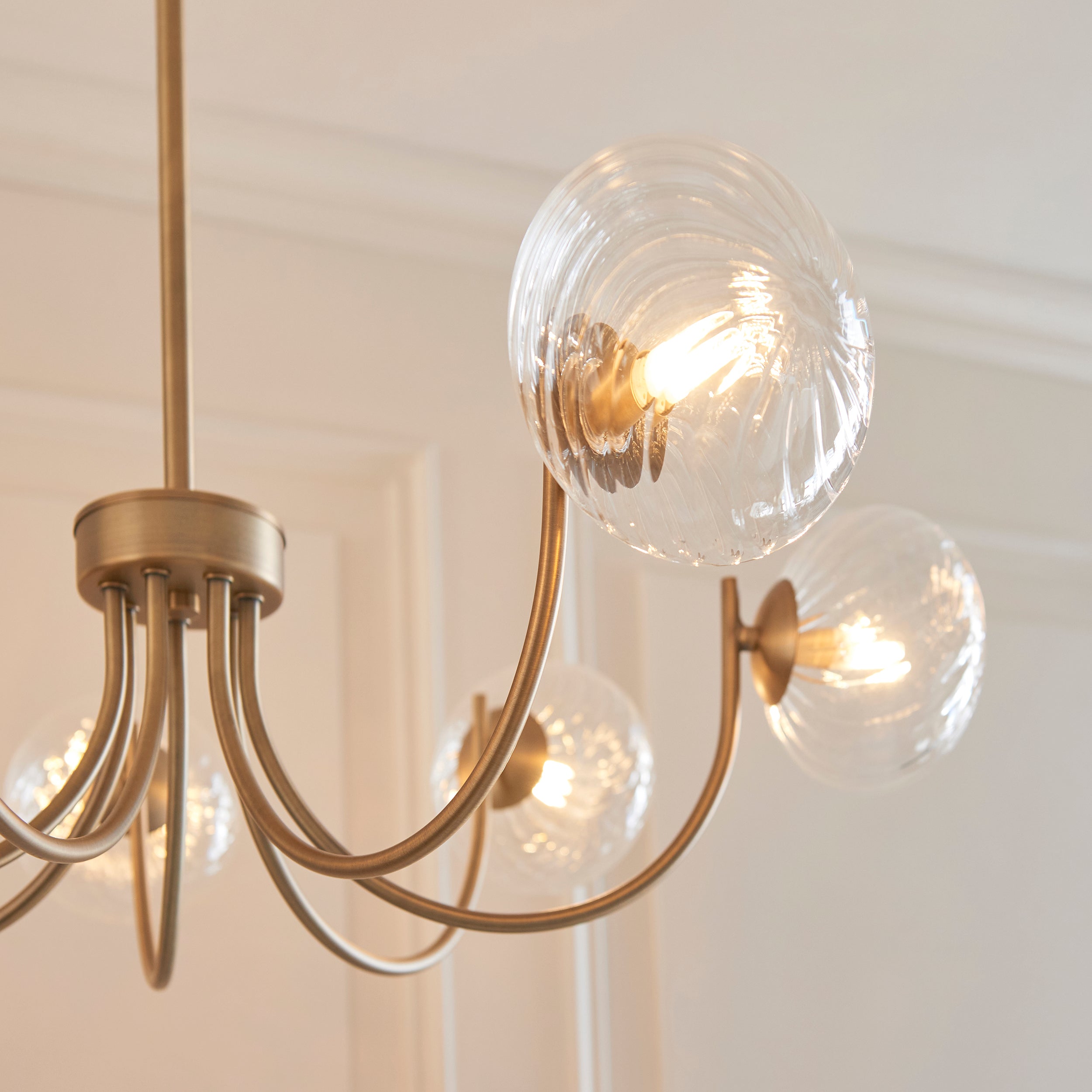 Hague 7 Light Brass Pendant - Glass Shades