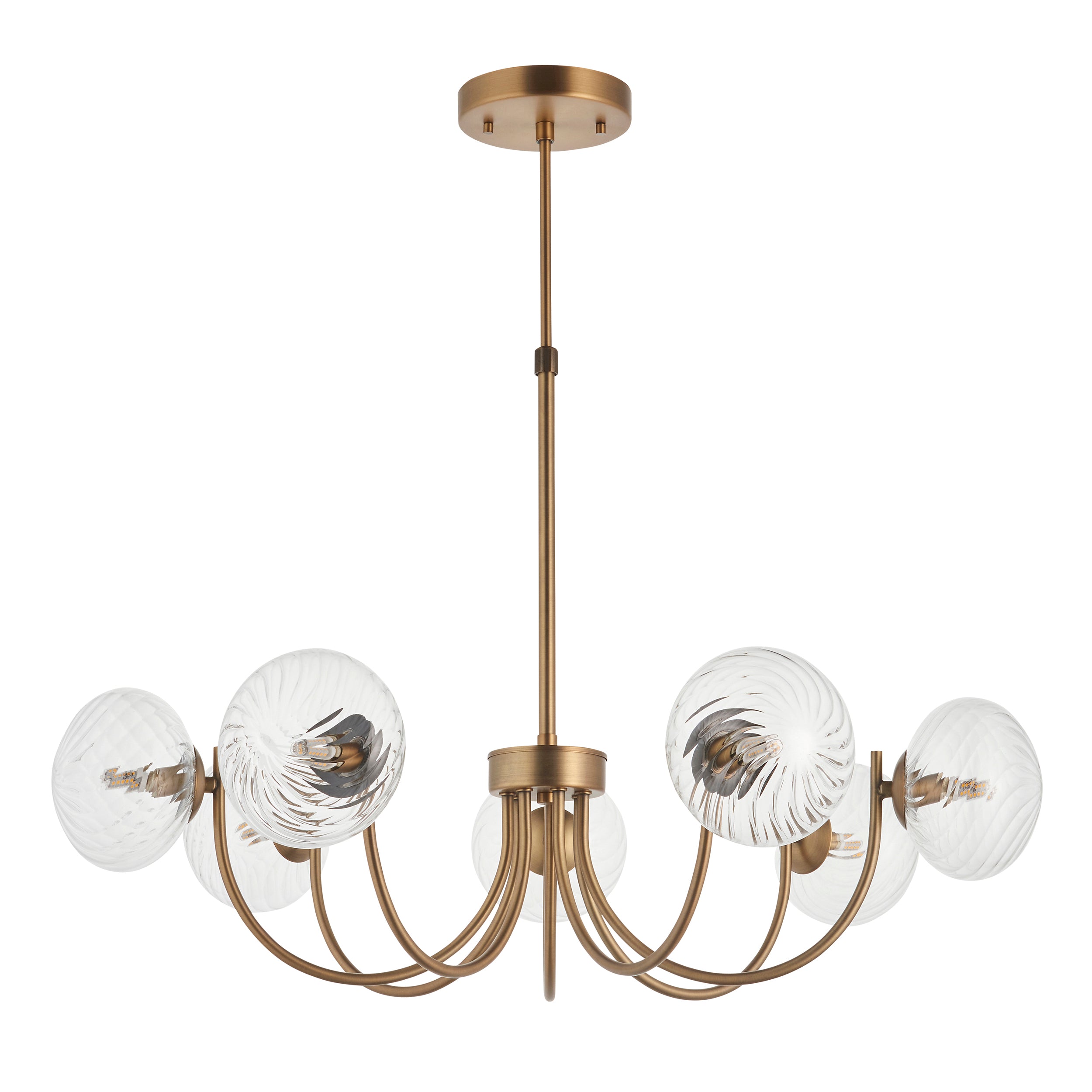 Hague 7 Light Brass Pendant - Glass Shades